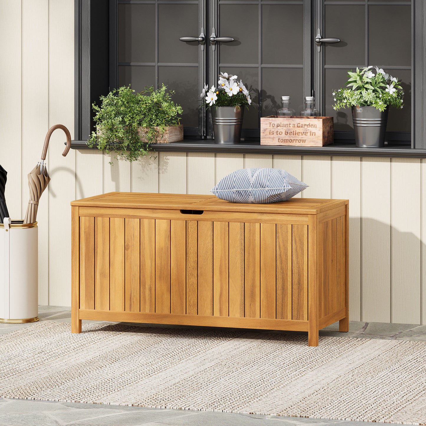 Christopher Knight Home Alberta Outdoor Acacia Wood 100 Gallon Storage Deck Box Teak Finish