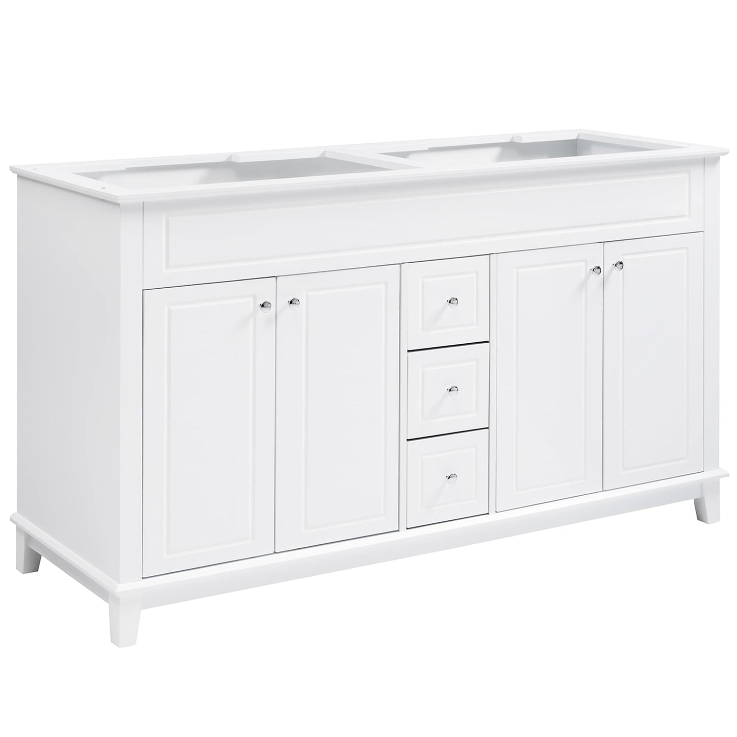 GDFStudio Cookton Traditional Solid Frame 58-inch Bathroom Vanity Cabinet-White (Sink not included)