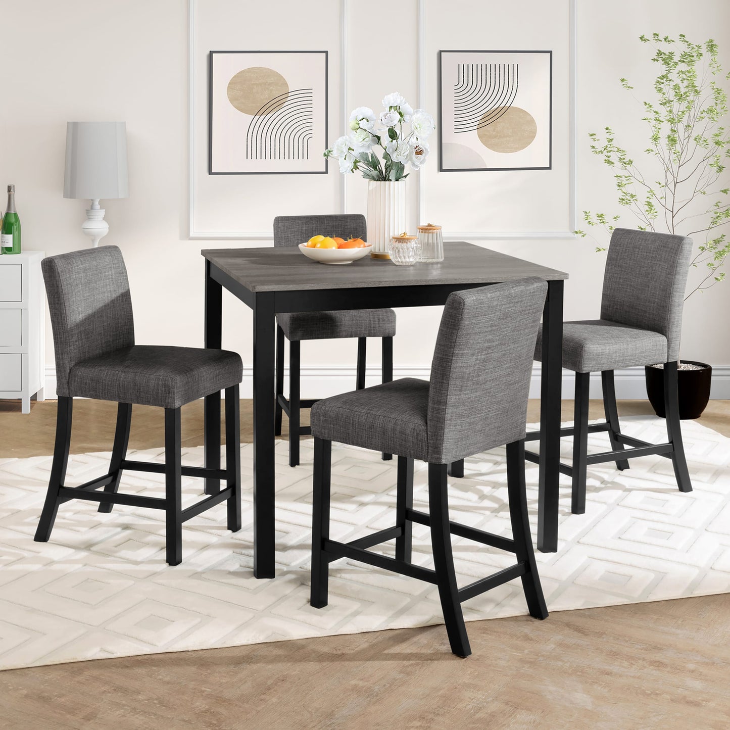 Moda Furnishings MDW1998P195205 Gray Contemporary/Modern Dining Room Set with Square Table ( Seats 4 )