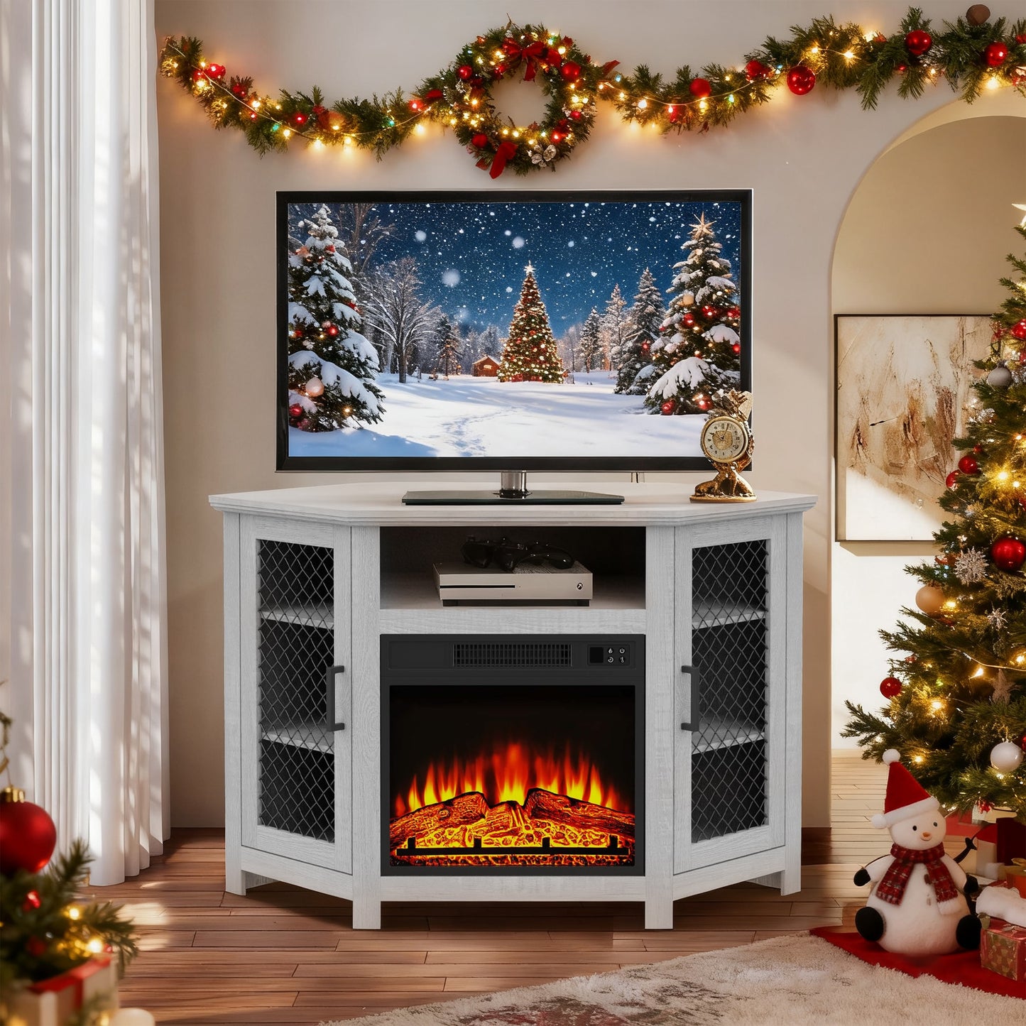 IHOMEadore 44.8-in W Gray TV Stand with LED Corner or flat wall with Remote Control Included