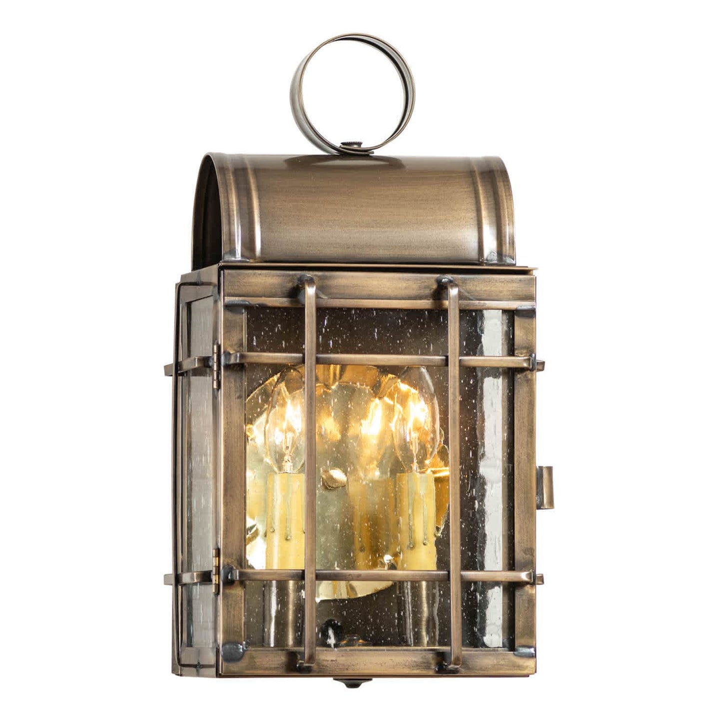 Irvin's Tinware Carriage House Outdoor Wall Light in Weathered Brass - 2 Lights - Tinware
