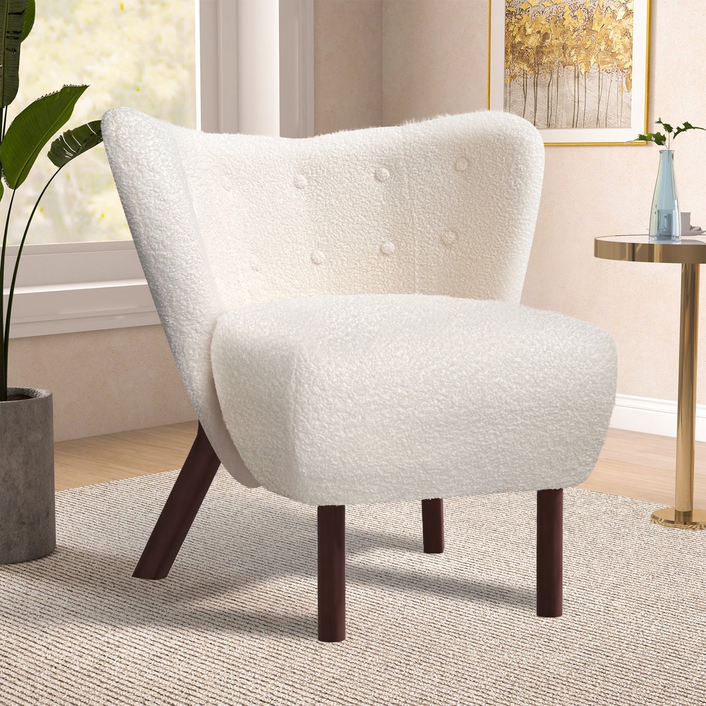 Boyel Living Modern Comfy Upholstered Lounge Chair with Walnut Legs