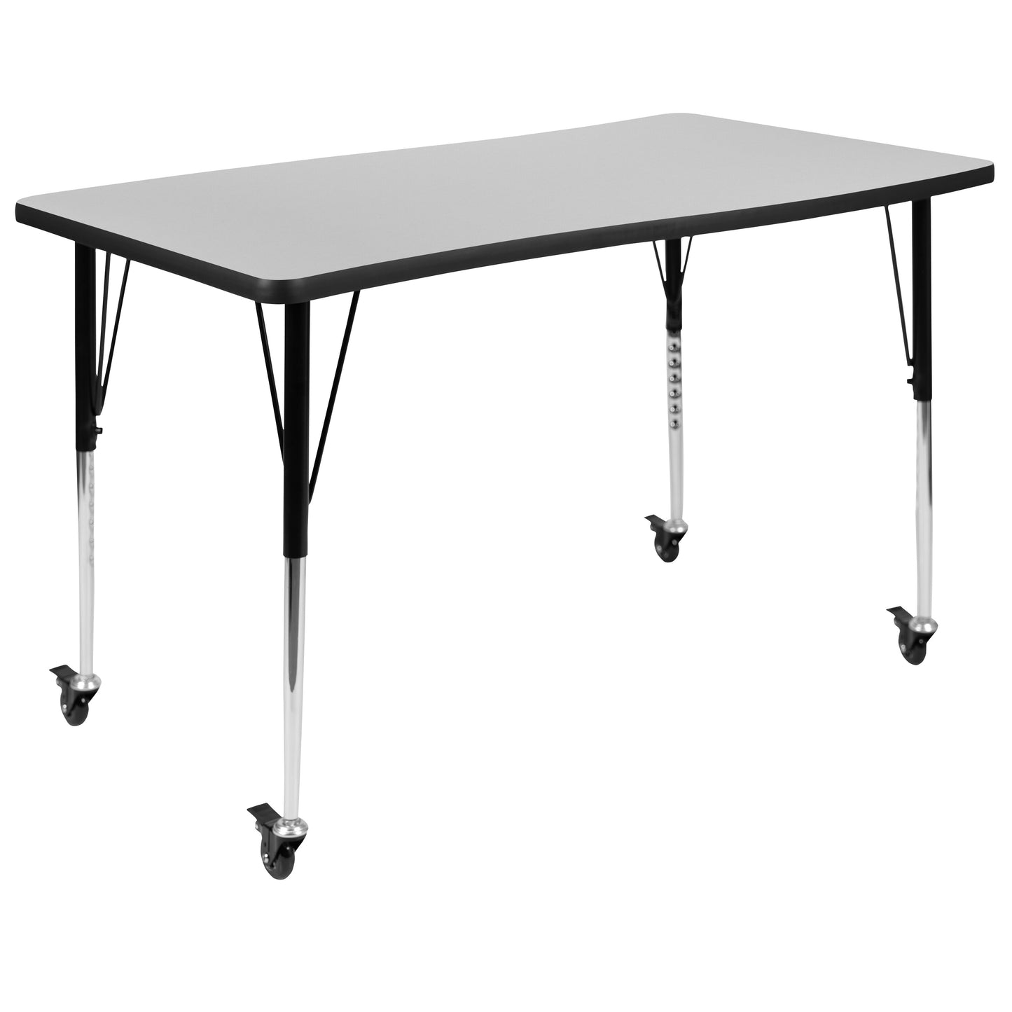 Emma + Oliver Mobile 28-in Wx47.5-in L Rectangular Wave Flexible Collaborative Grey Adjustable Activity Table