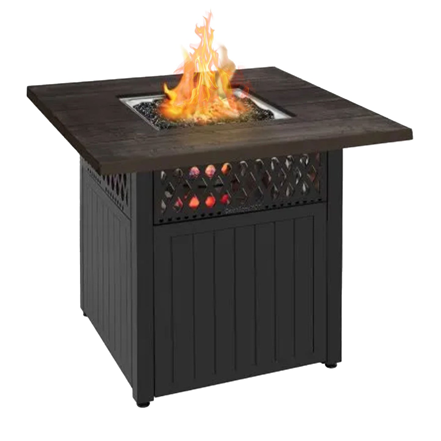 Four Seasons Courtyard Dual Heat 41000 BTU Square Gas Fire Pit with Tabletop