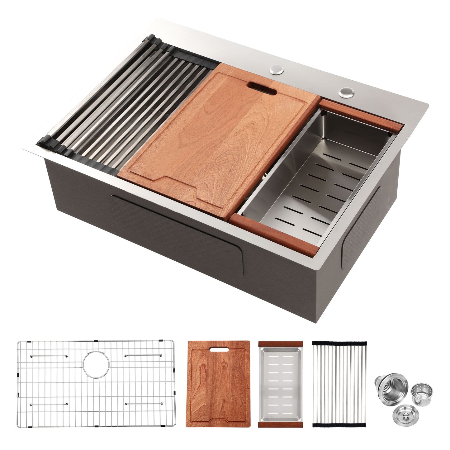 Tatayosi Drop Kitchen Sink - 30 inch Kitchen Sink Drop-in Topmount Single Bowl 16 Gauge Stainless Steel Ledge Workstation Kitchen Sinks