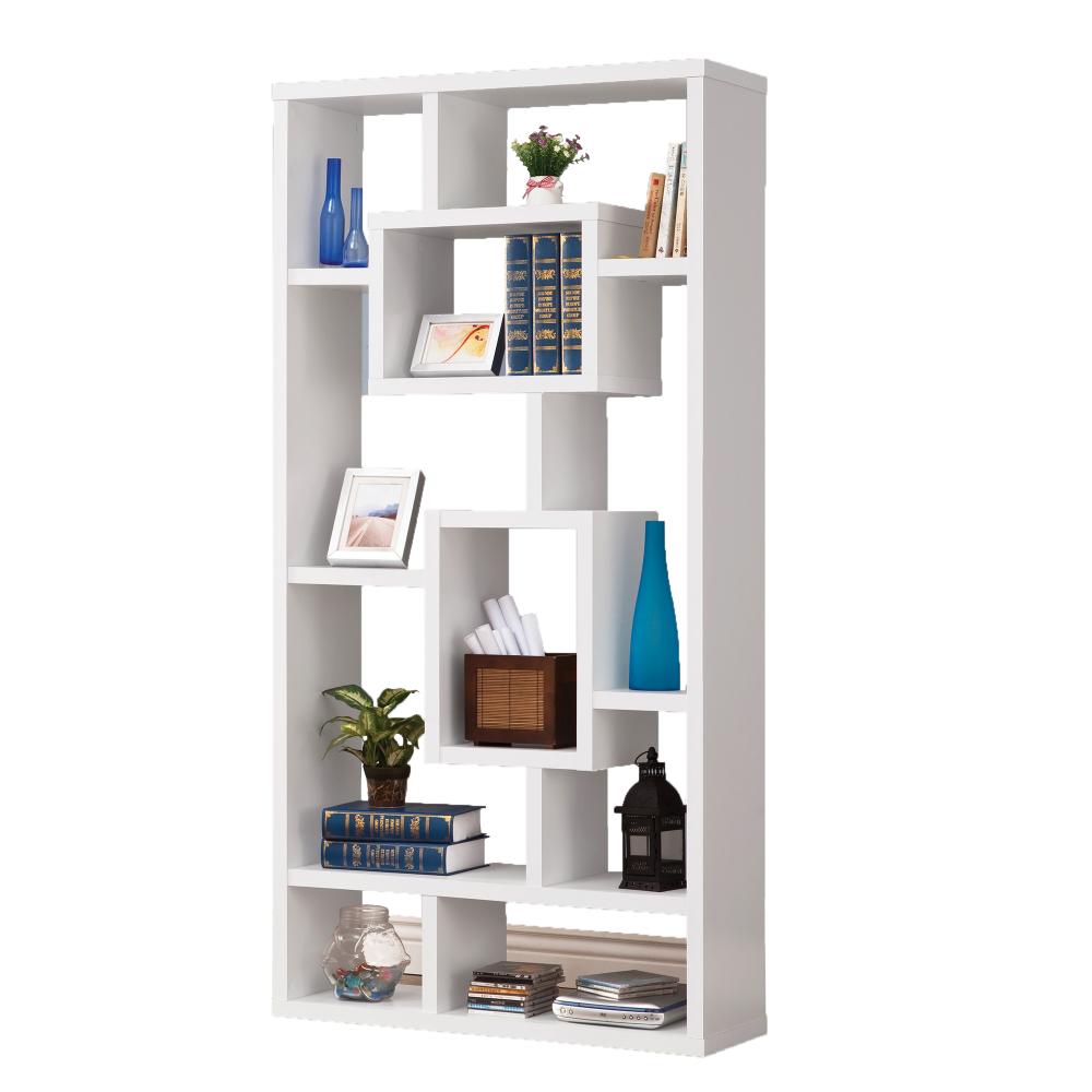 Benzara White Wood 8 -Shelf Bookcase ( 35.5-in W x 70.75-in H x 11.5-in D ) Finished
