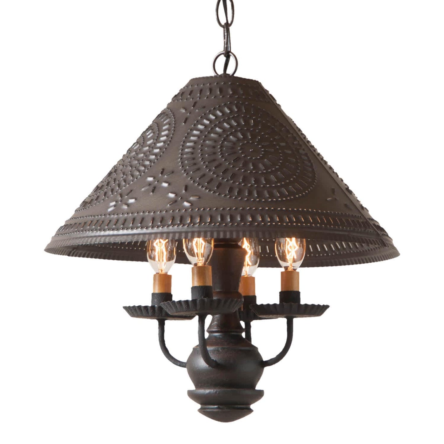 Irvin's Tinware Wooden Homespun Shade Light Pendant in Black