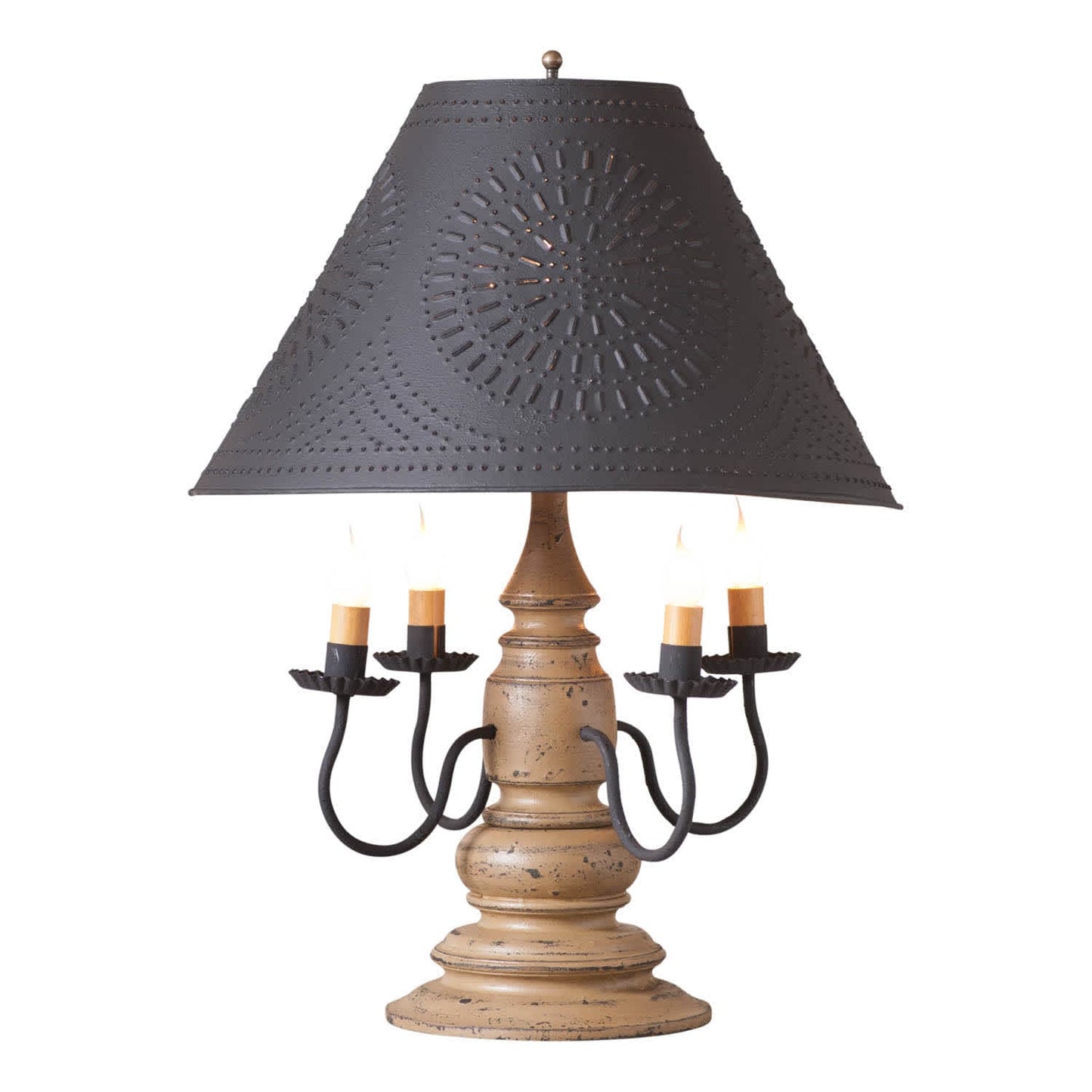 Irvin's Tinware Harrison Lamp in Americana Pearwood with Shade