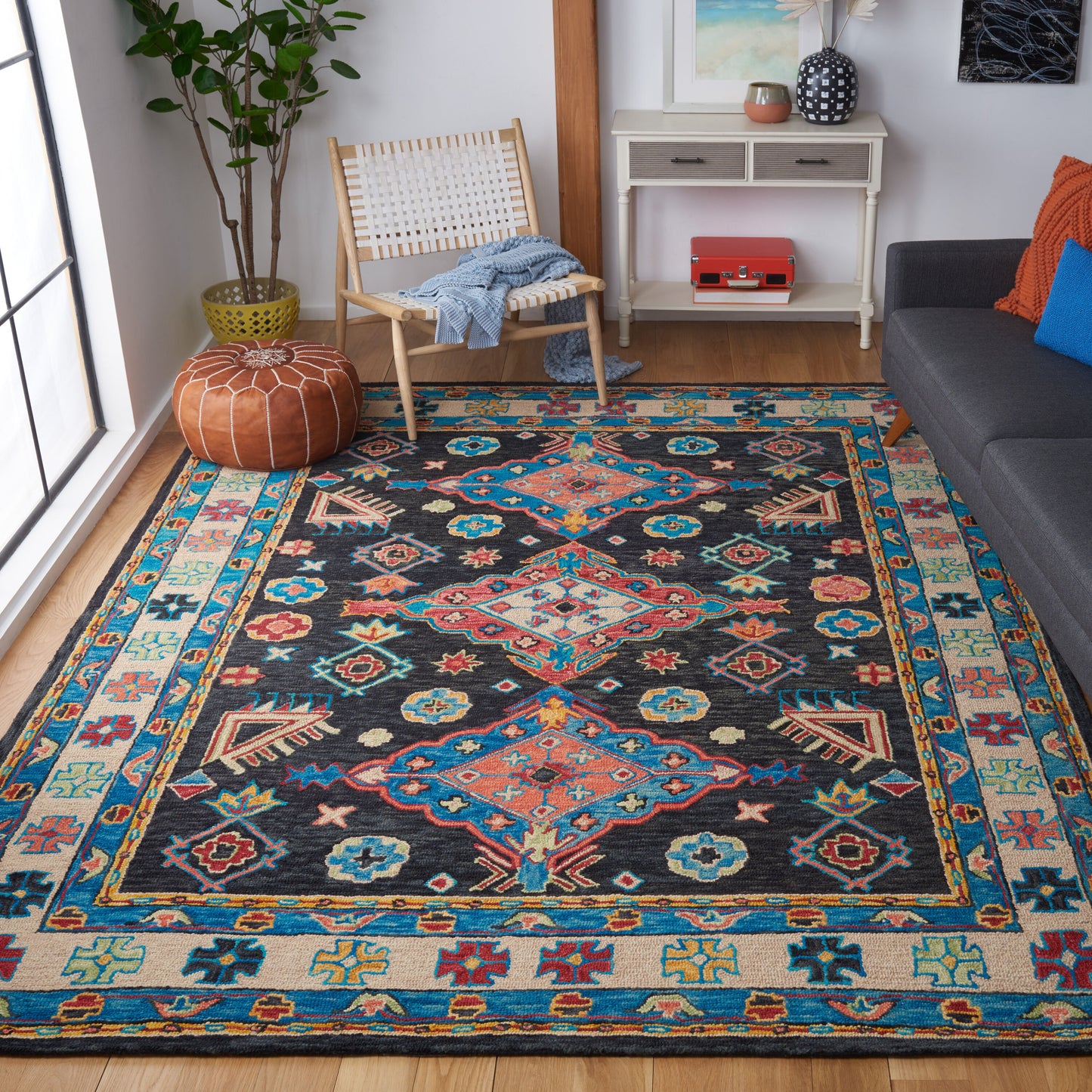 Safavieh Aspen 521 Charcoal/Blue Traditional 6ft x 9ft Medium Rectangle Rug