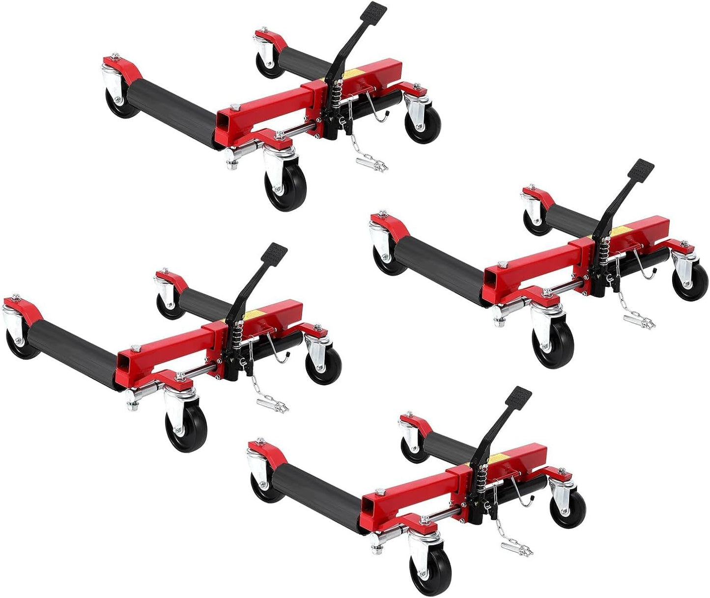 Garvee 4 Pack Heavy Duty Wheel Dolly Jack Set 1500 LB Per Dolly with Hydraulic Foot Pedal 360 Rollers Car Movers for Auto Repair Vehicle Positioning Truck RV Garage