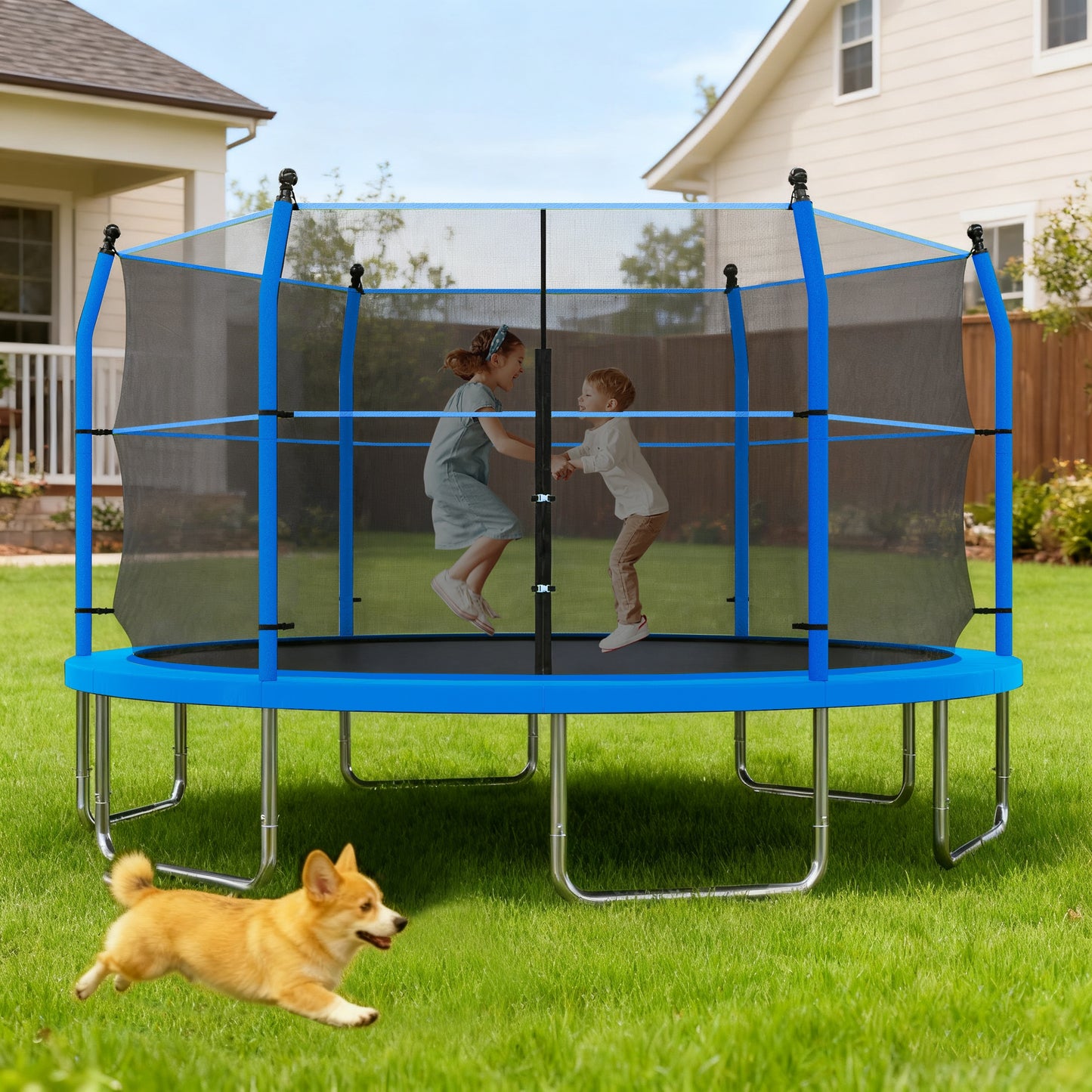 LOVMOR 14ft Trampoline with Ladder and Enclosure Net for Kids and Adults Heavyduty 14' Outdoor Trampoline for Backyard