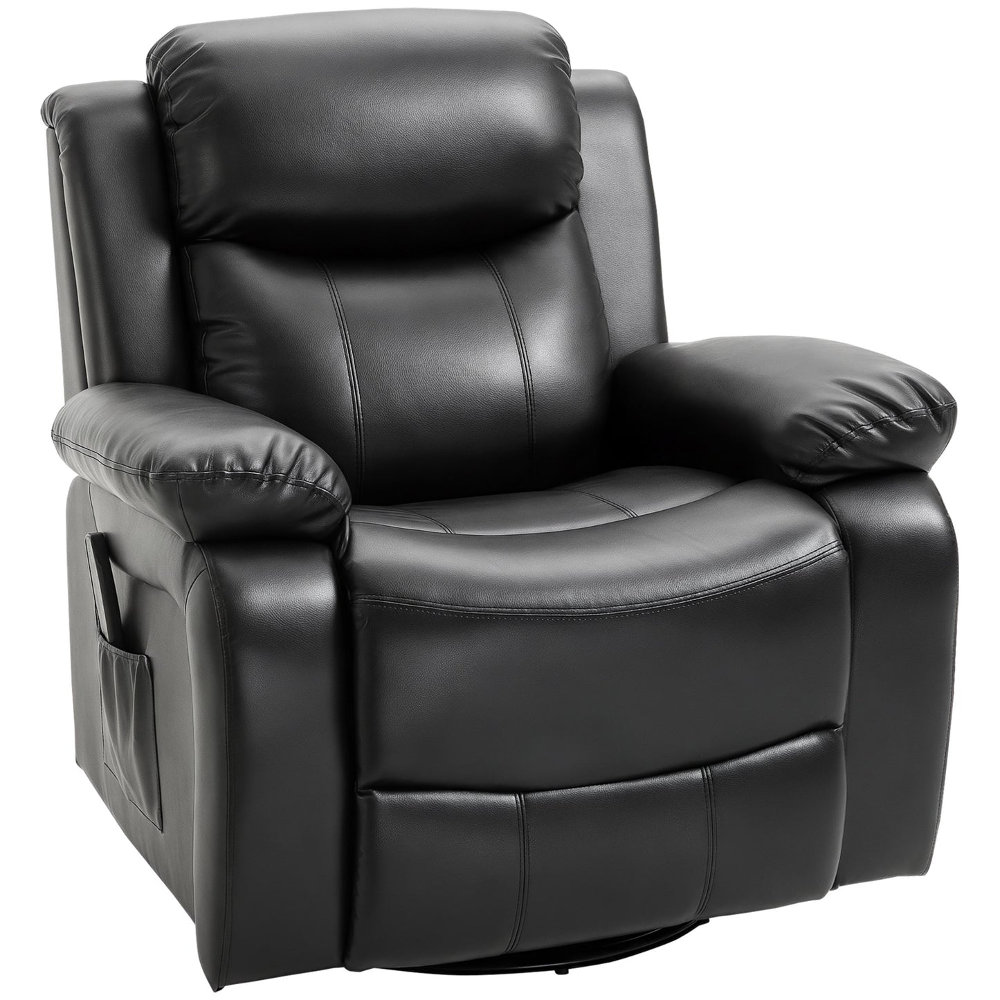 HomCom PU Leather Massage Recliner Chair Swivel Rocker Sofa with Remote Control Footrest Padded Seat Manual Reclining Chair for Living Room Bedroom Black