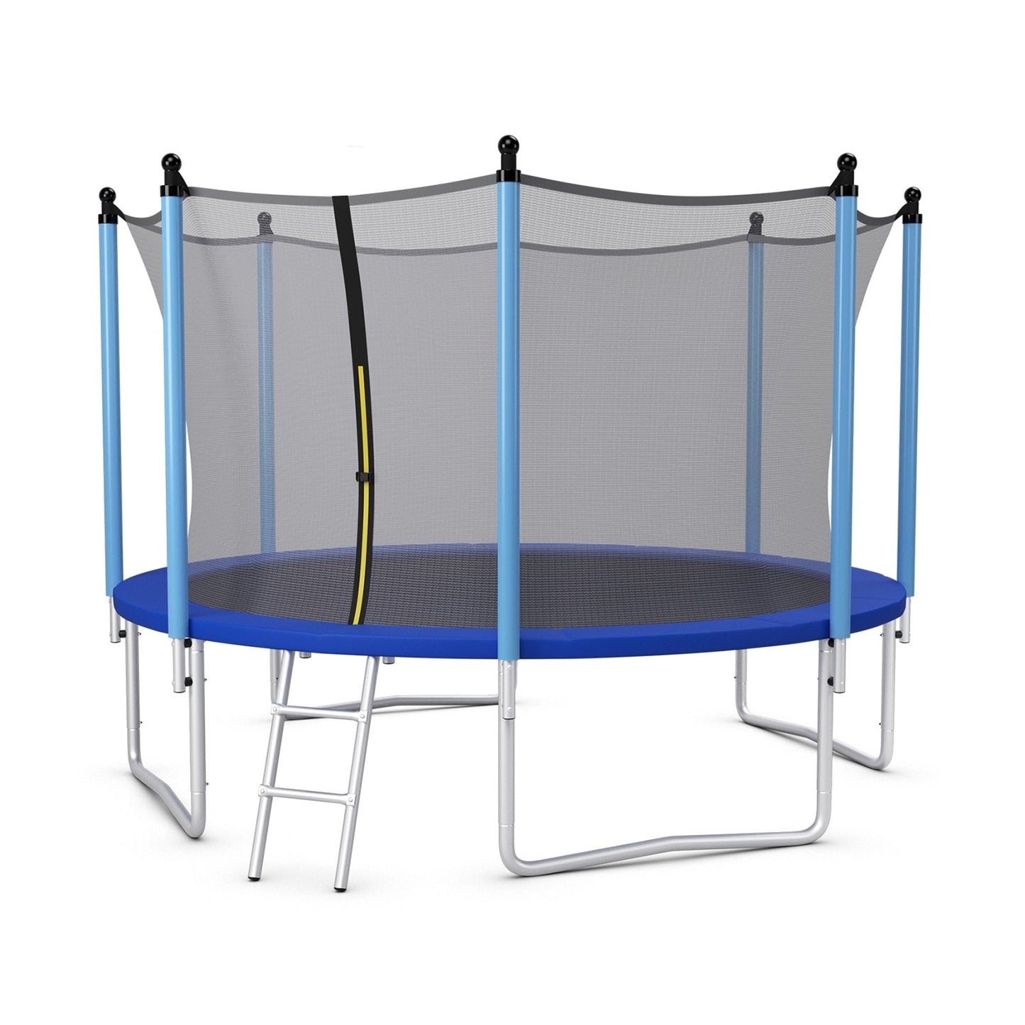 Slickblue Round Outdoor Trampoline with Safety Enclosure Net- Blue Steel Frame – Great for Kids Play Area Backyard Play and Fitness Use- 8/ 10/ 12/ 14/ 15/ 16 Ft