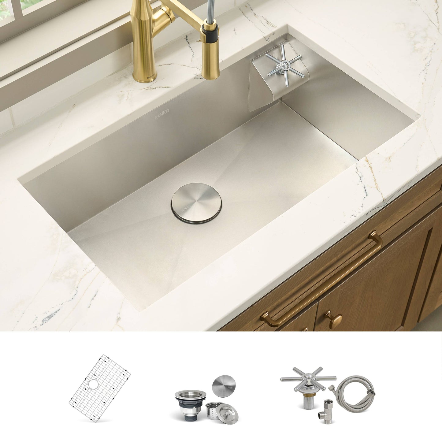 Ruvati Ibiza Undermount 33-in x 19-in Stainless steel Single bowl 16 -Gauge Kitchen Sink