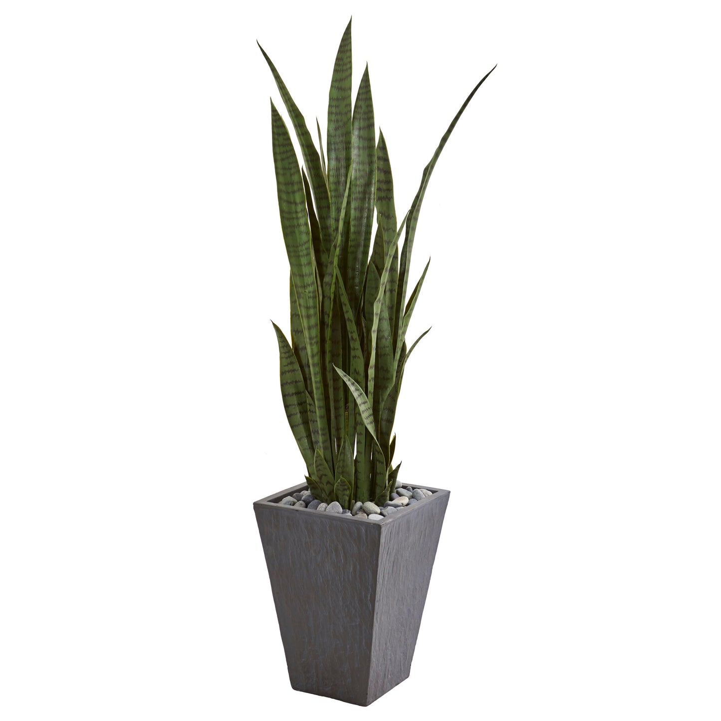 Nearly Natural 57-in Artificial Sansevieria Snake Plant in Slate Planter