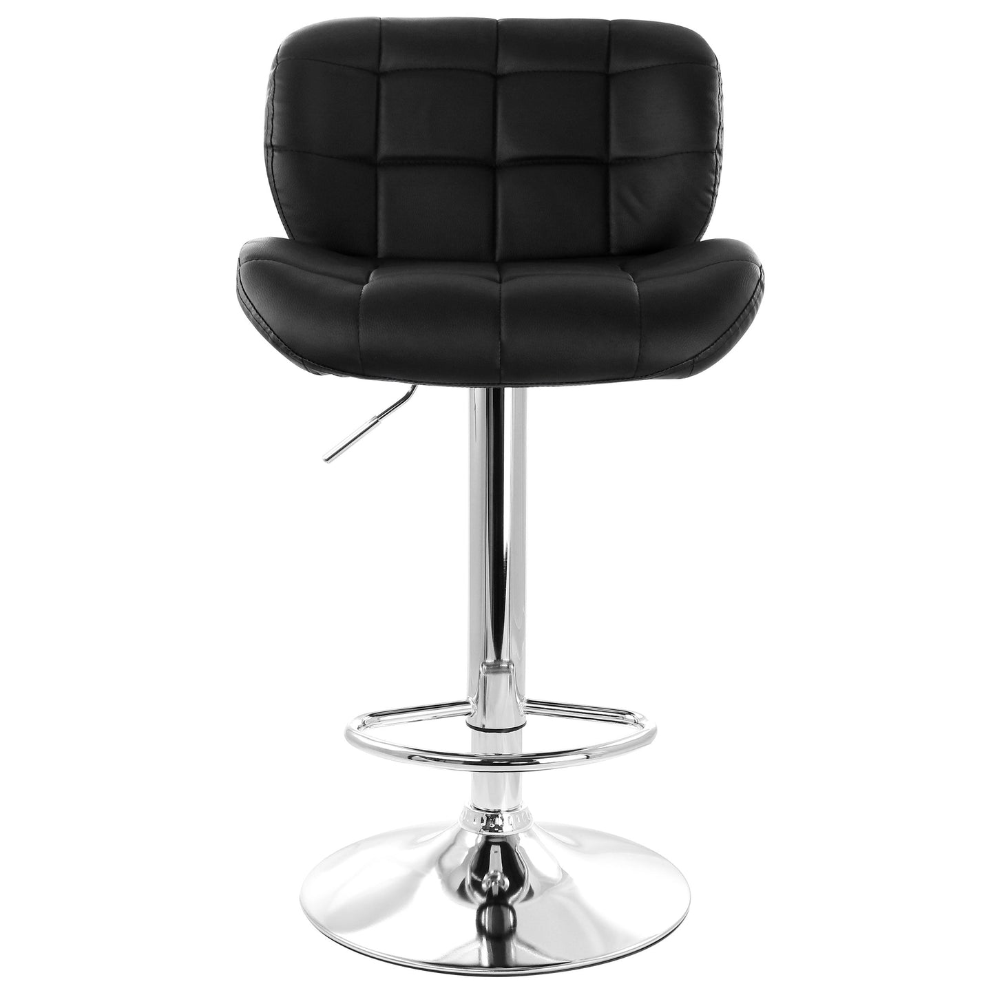 Elama 2 Piece Adjustable Faux Leather Tufted Bar Stool in Black with Chrome Base