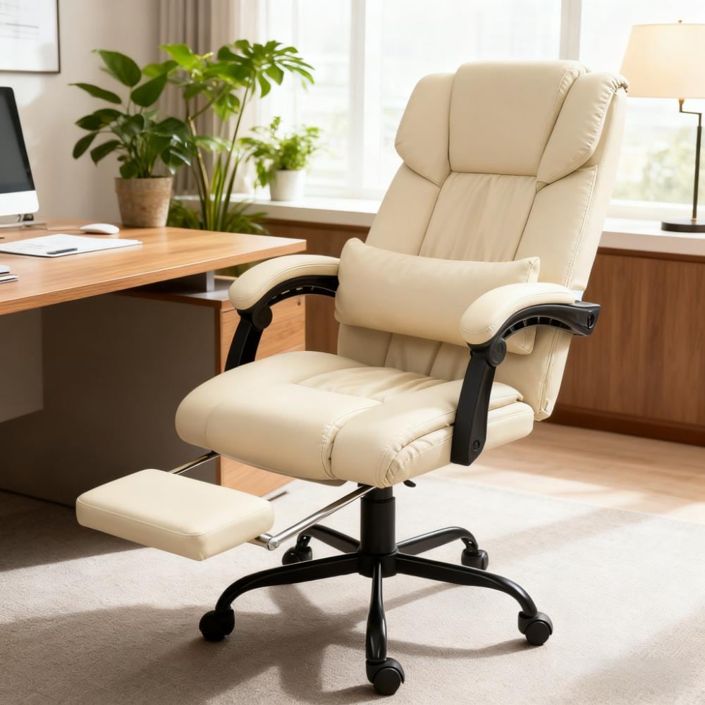 LOVMOR Luxury Office Chair with Massage Function Reclining and Footrest Ultimate Comfort for Home and Office
