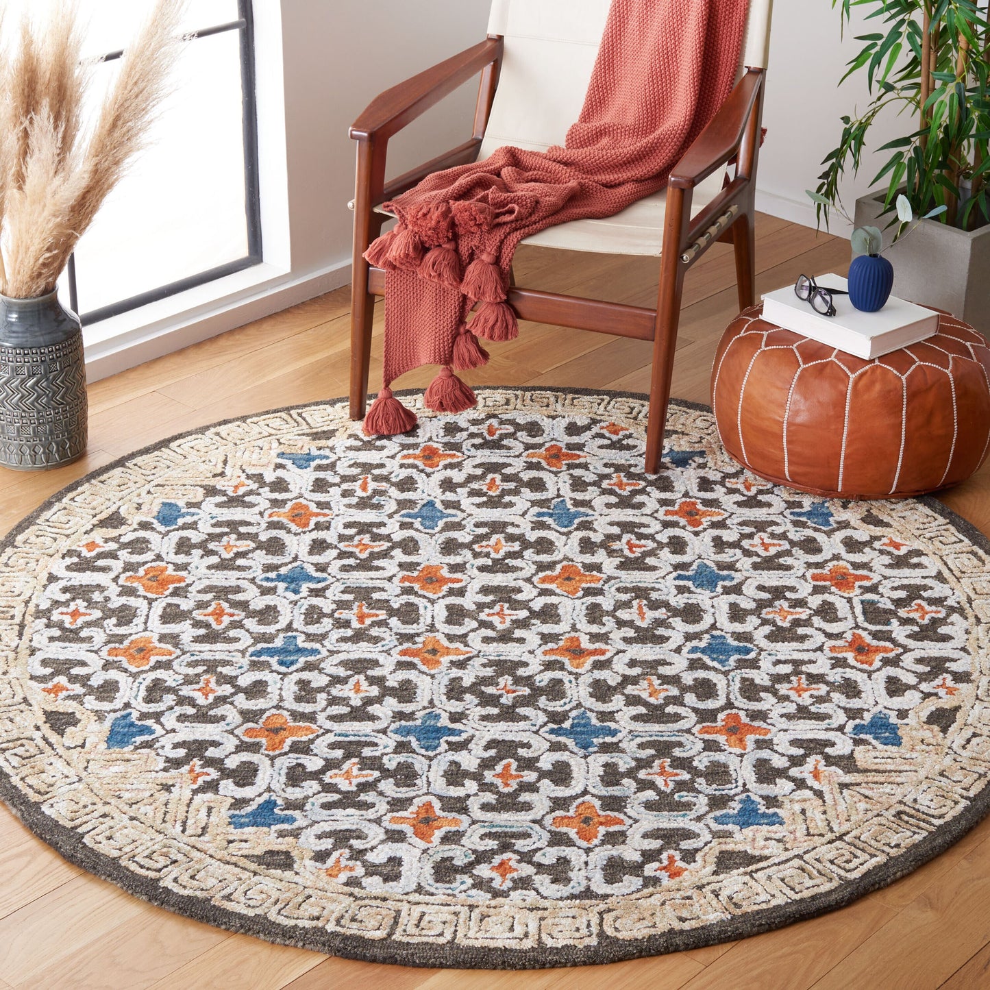 Safavieh Aspen 294 Blue/Taupe Traditional 6ft x 6ft Round Rug