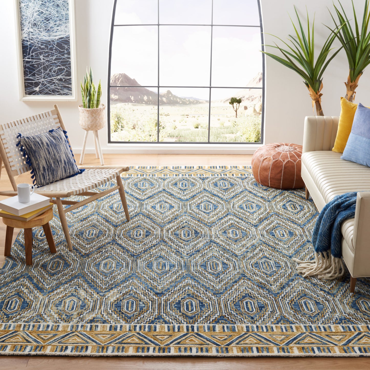 Safavieh Aspen 822 Blue/Gold Bohemian 6ft x 9ft Medium Rectangle Rug
