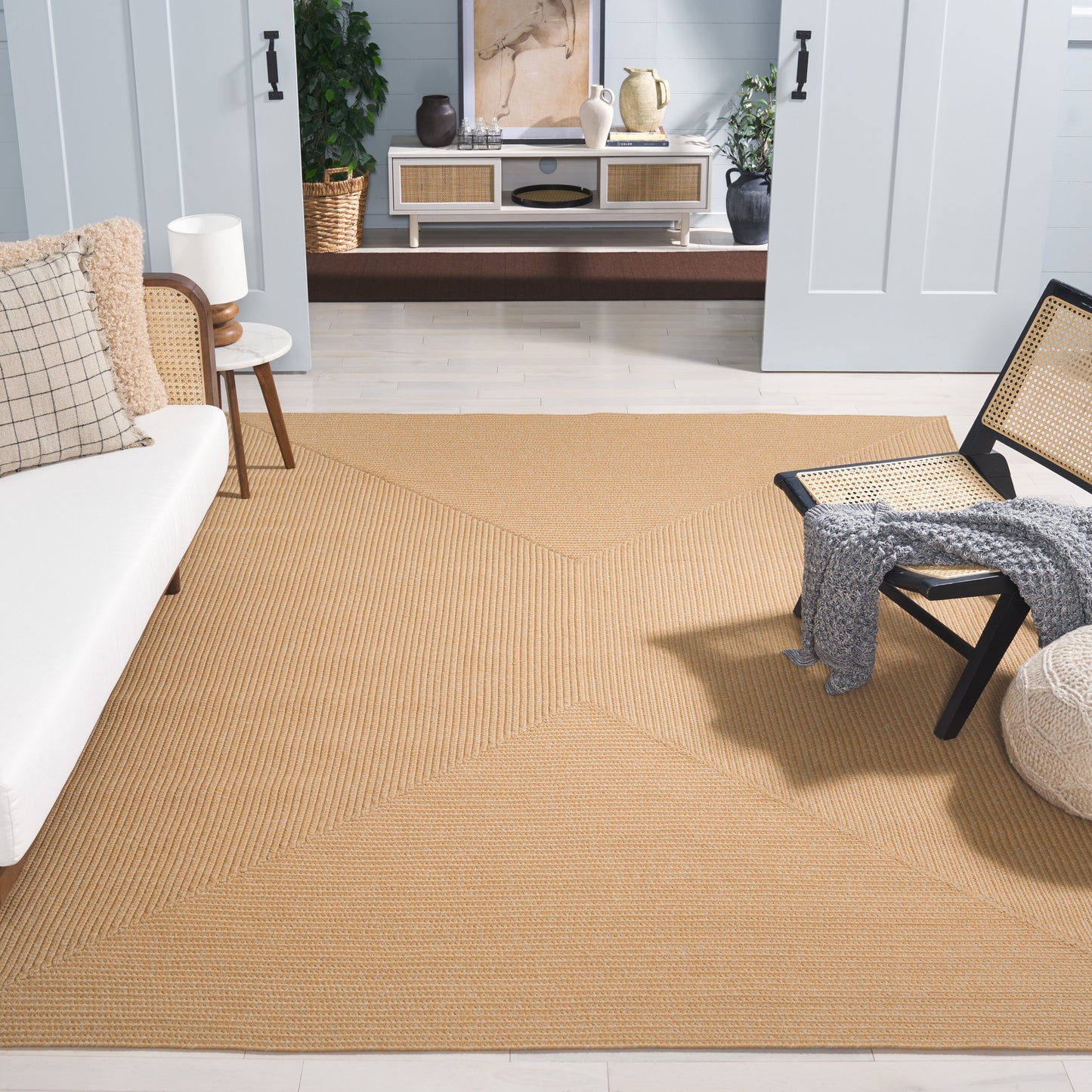 Safavieh Braided Rugs 315D Beige Tan 9ft x 12ft Solid / Tonal Rug