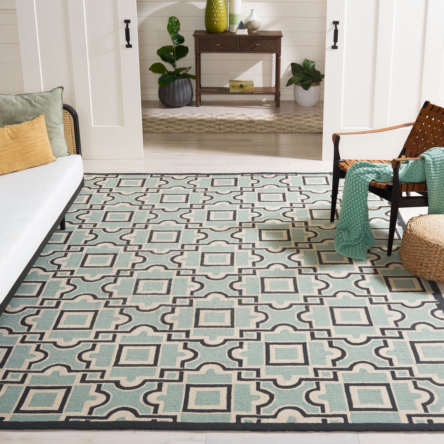 Safavieh Four Seasons 398A Spa/Dark Brown 8ft x 10ft Contemporary Rug