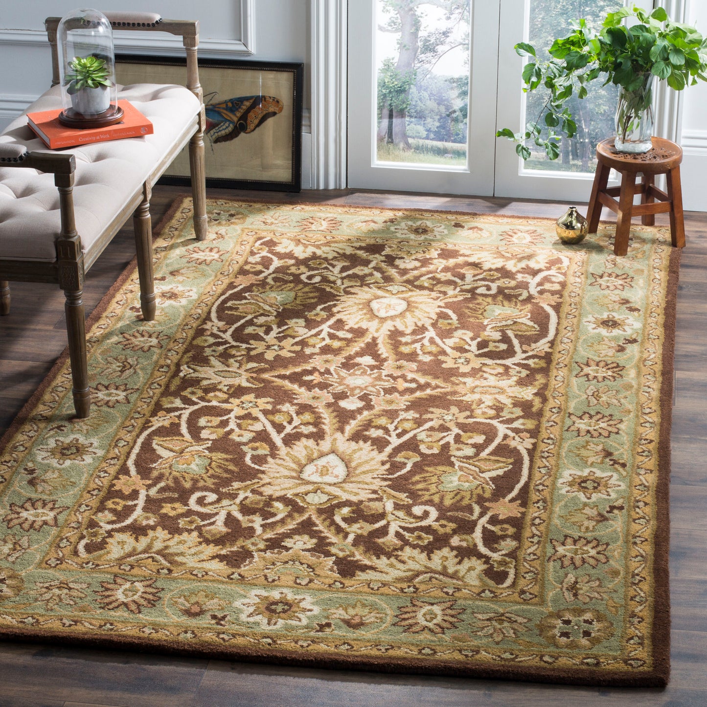 Safavieh At249 Chocolate/Blue Traditional 5ft x 8ft Medium Rectangle Rug