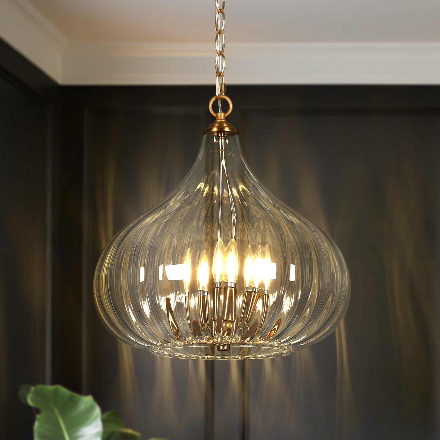 ZEVNI Luminel Transitional 3 -Light Polished Gold Metal Chandelier