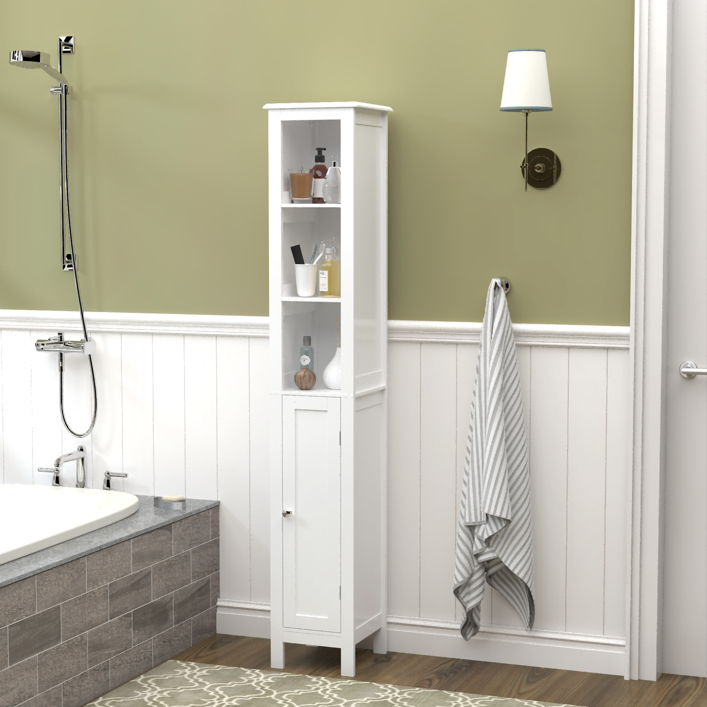 Dexmalle 66.92INCH Tall Bathroom Storage Cabinet with Adjustable Shelves
