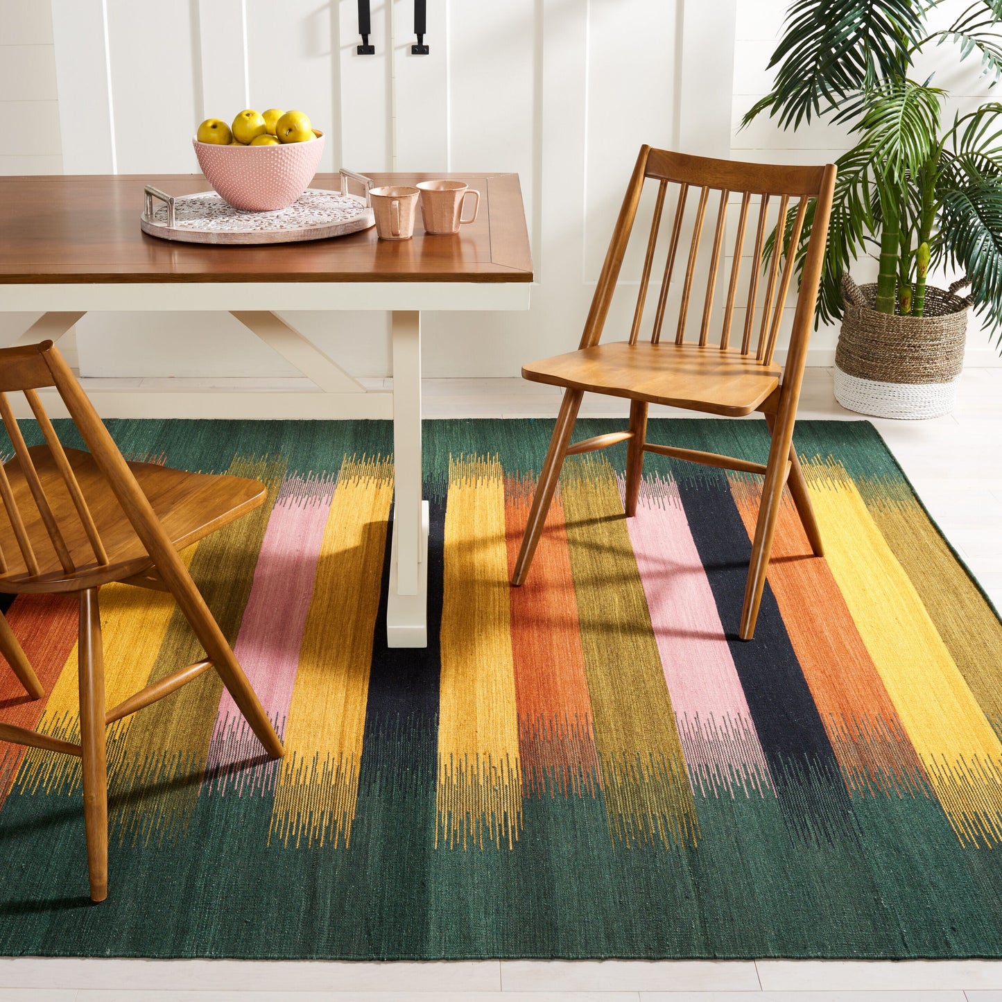 Safavieh Dhurries 642 Brown/Yellow Bohemian 8ft x 10ft Large Rectangle Rug