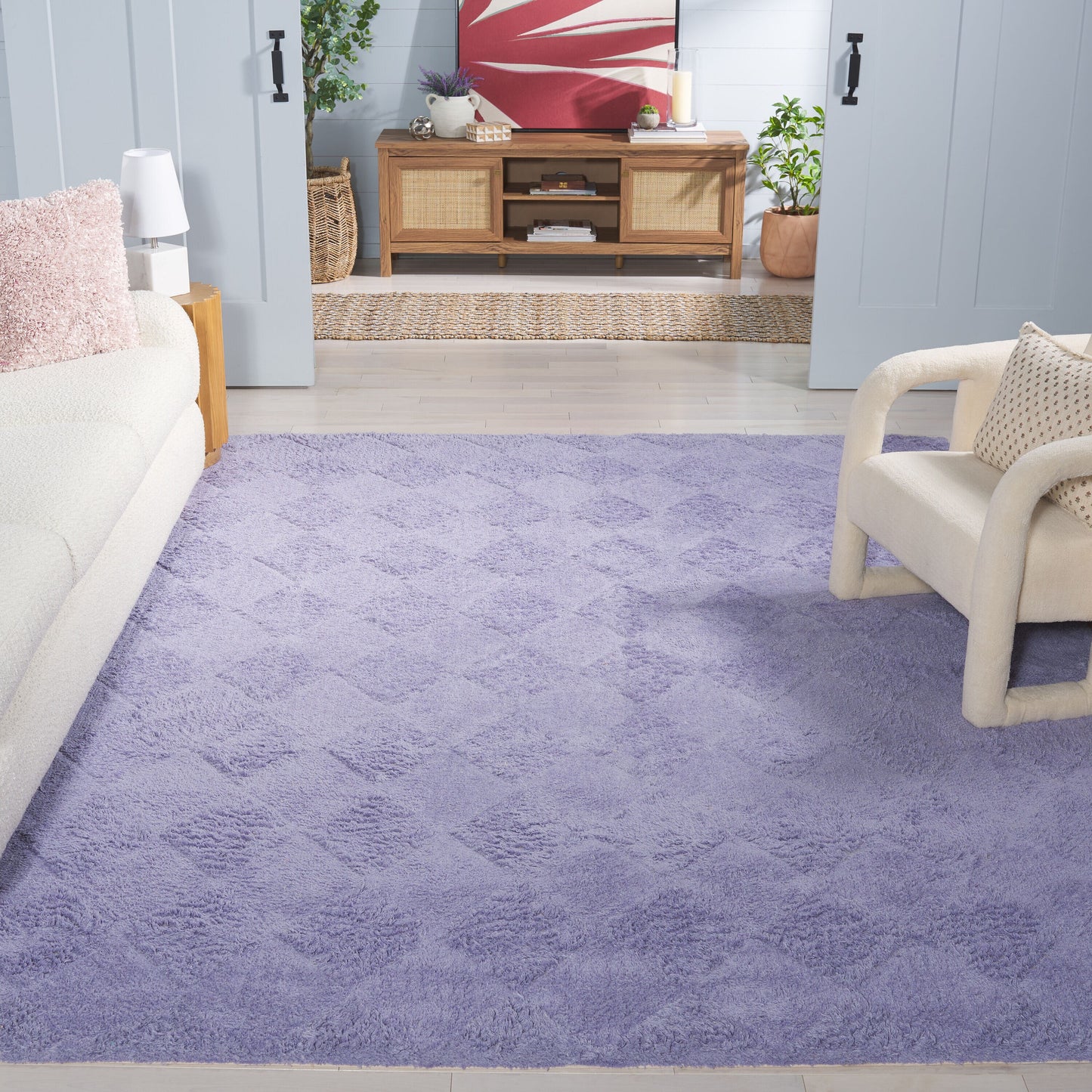 Safavieh Easy Care 226 Lilac Shag / Flokati 8ft x 10ft Large Rectangle Rug