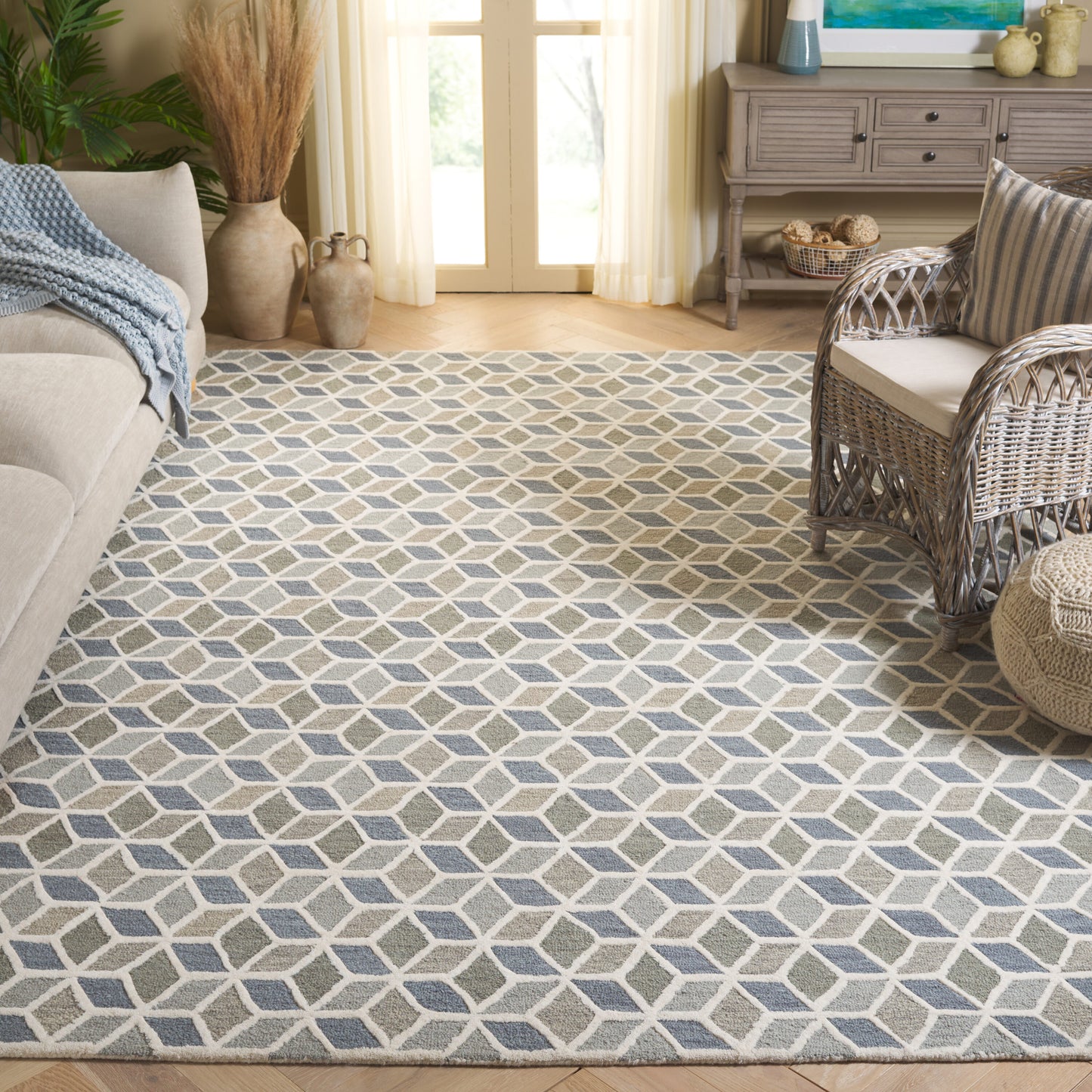 Safavieh Ebony 656 Ivory/Gray Contemporary 8ft x 10ft Large Rectangle Rug