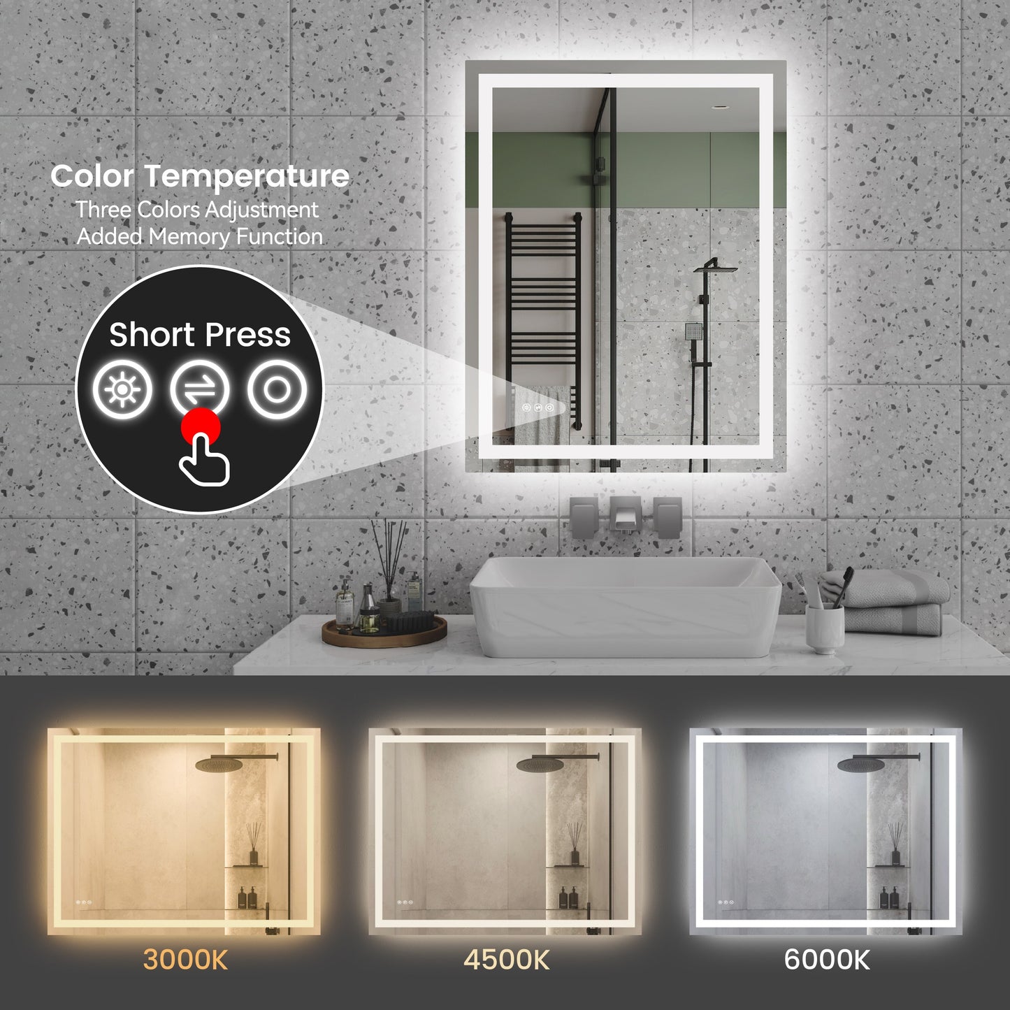 Dexmalle 28X36INCH LED Bathroom Mirror