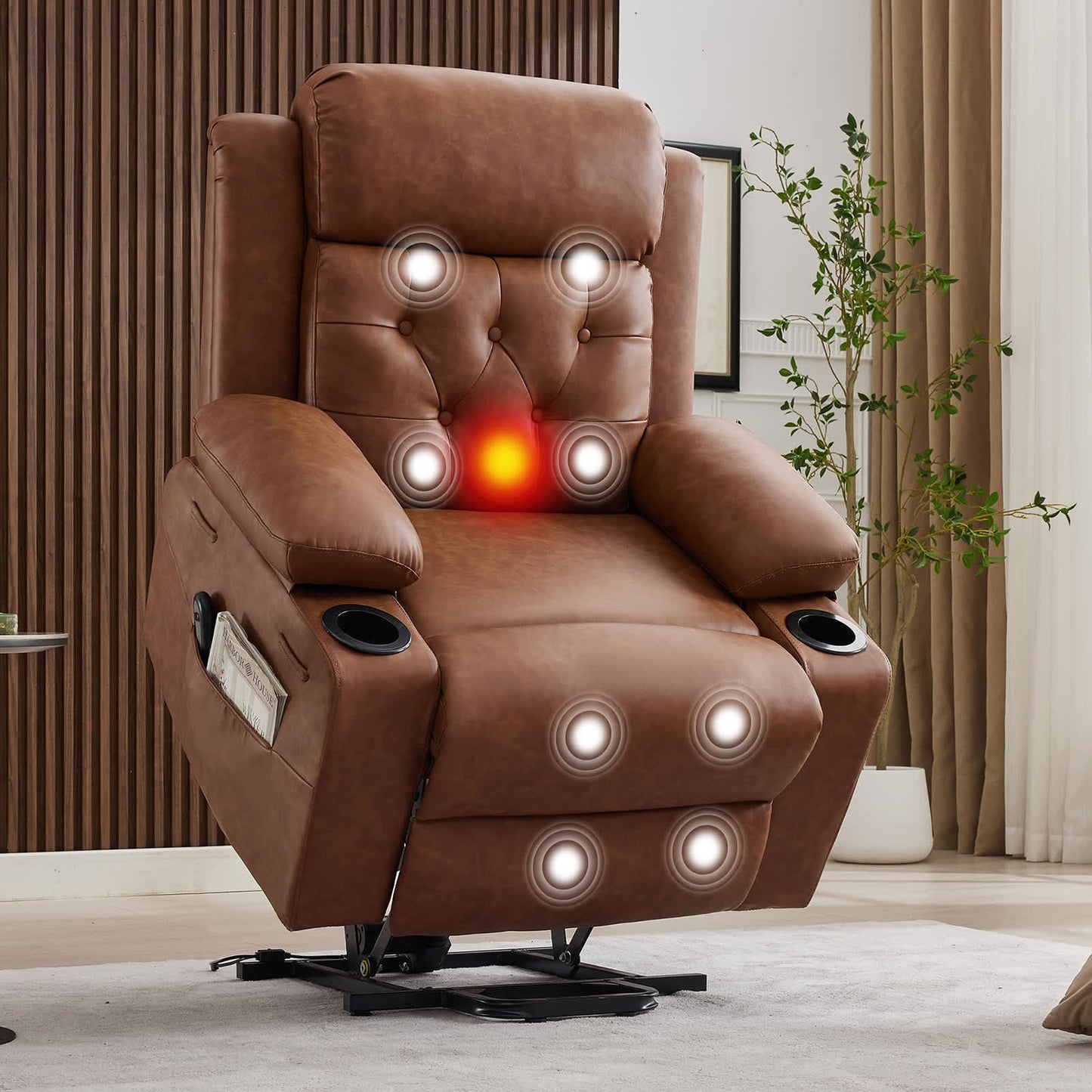 Garvee Power Recliner Chair with Power Headrest and USB Charging Ports Brown