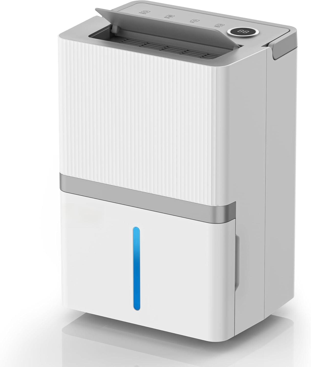 Phivve 95 -Pint Large Room Dehumidifier For Basements , Bathrooms , Crawlspaces White