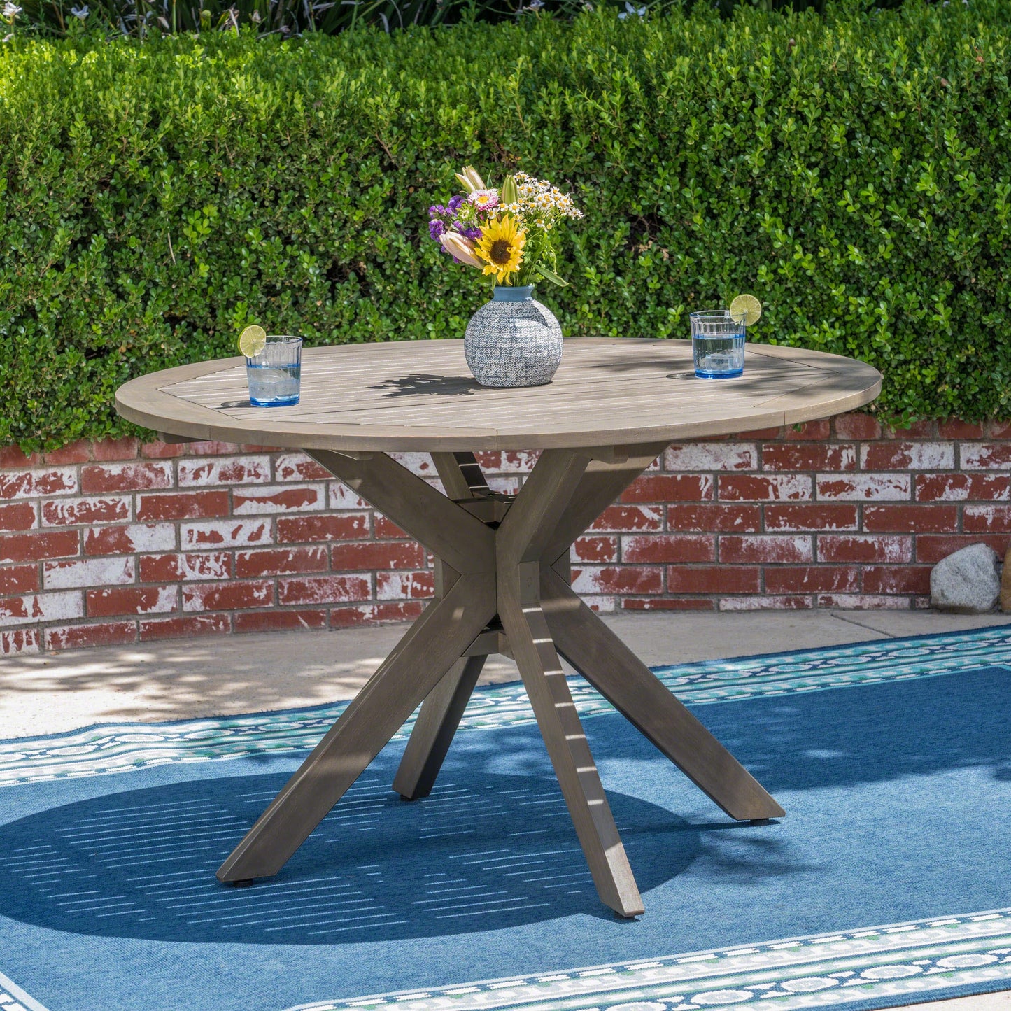 Best Selling Home Decor Brigitte Round Outdoor Dining Table 47.25-in W x 47.25-in L