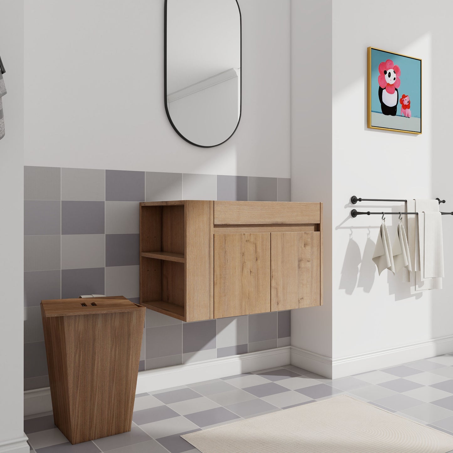 GDFStudio 30 Inch Bathroom Vanity With Open Shelf