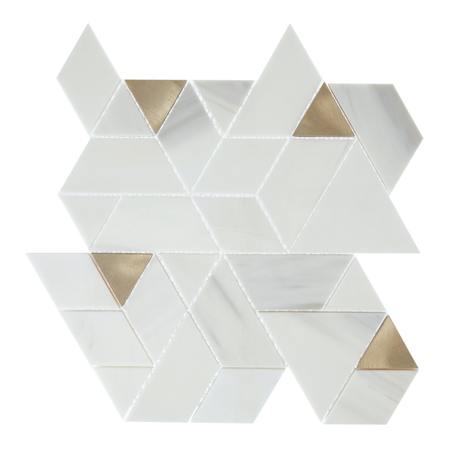 Daltile Pietra Divina Calacatta Dolomiti Gray Blend 14-in x 14-in Polished Natural Marble Diamond Mosaic Floor and Wall Tile ( 9.6-sq ft Carton )