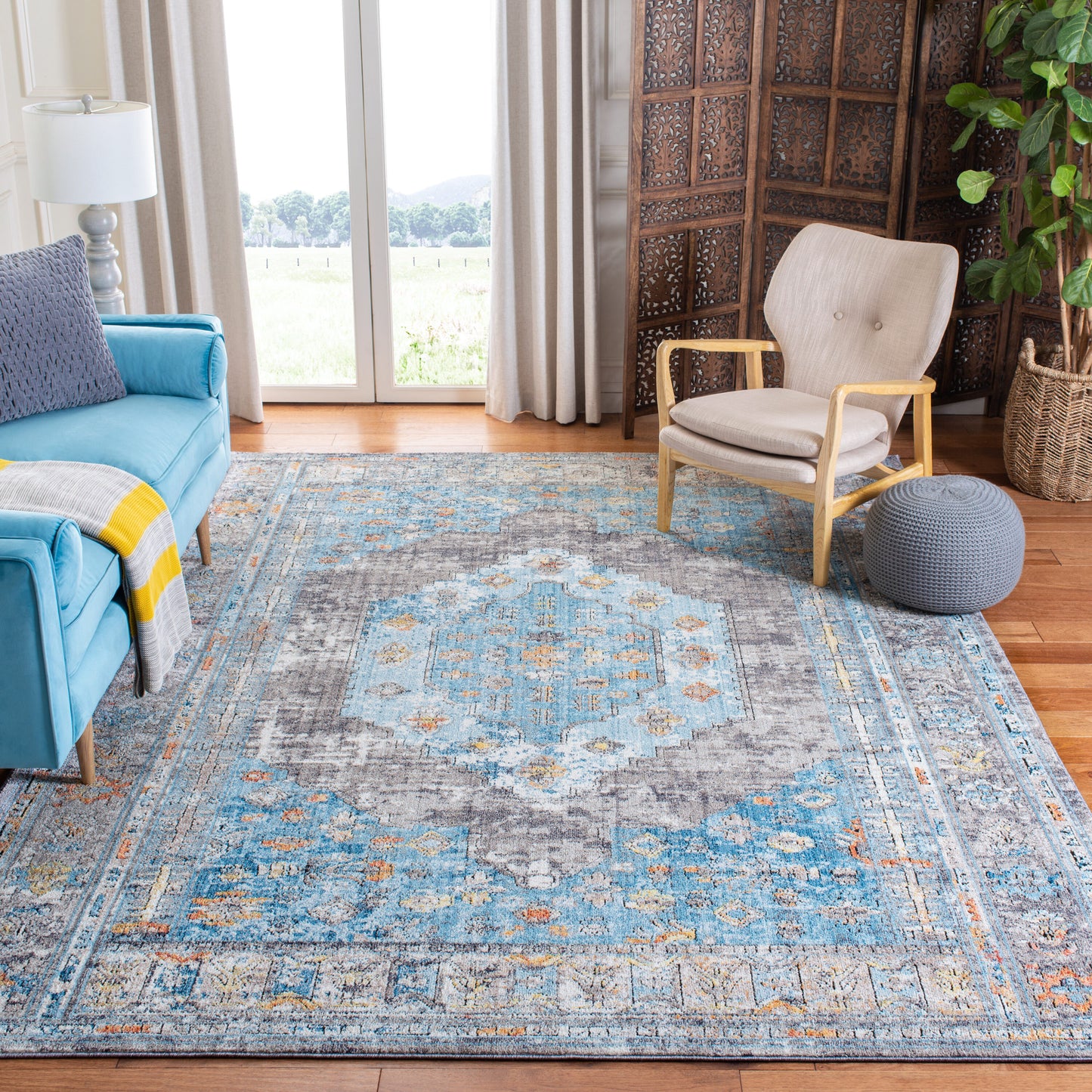 Safavieh Bristol 366F Grey Blue 9ft x 12ft Large Rectangle Rug