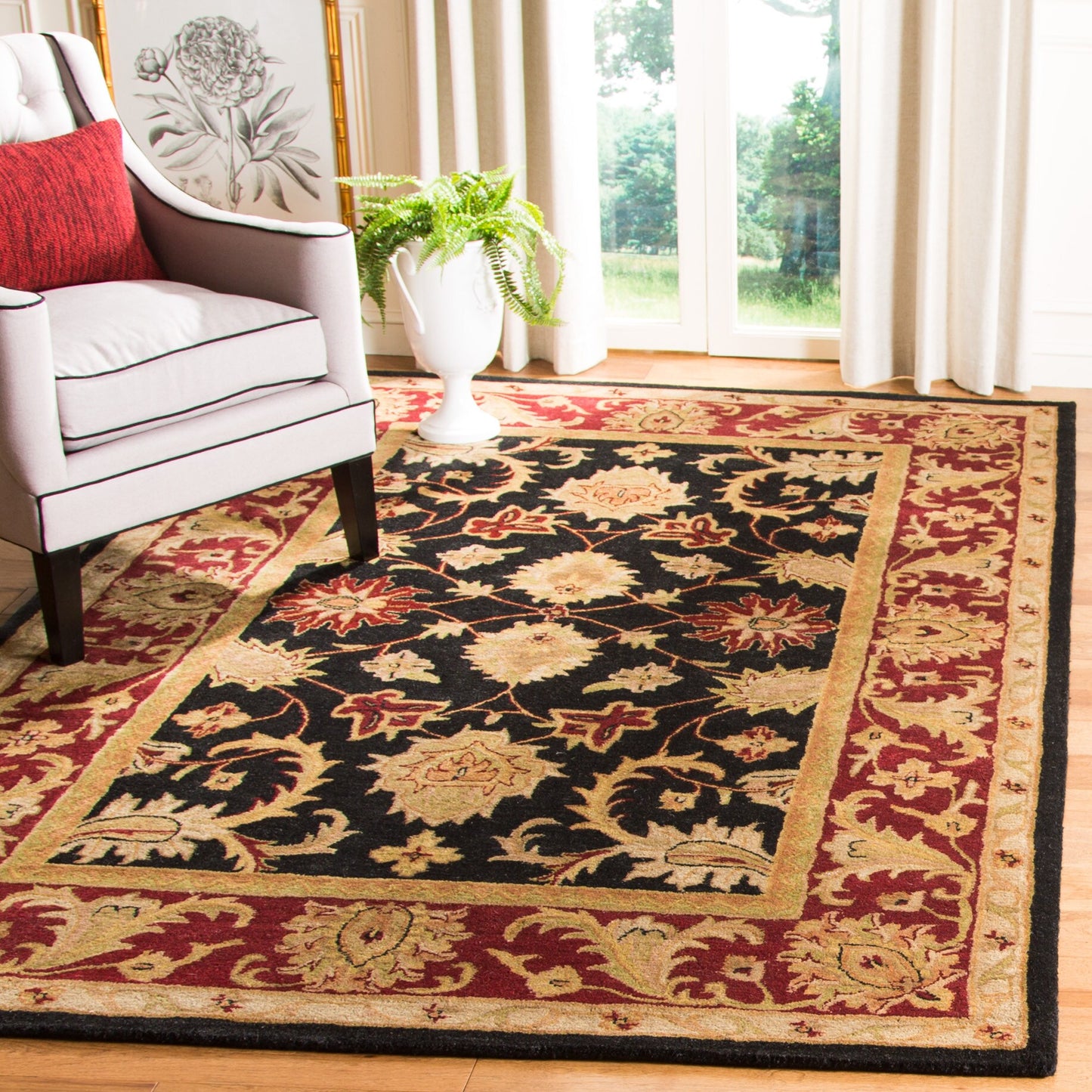 Safavieh Cl244 Black/Burgundy Traditional 6ft x 9ft Medium Rectangle Rug