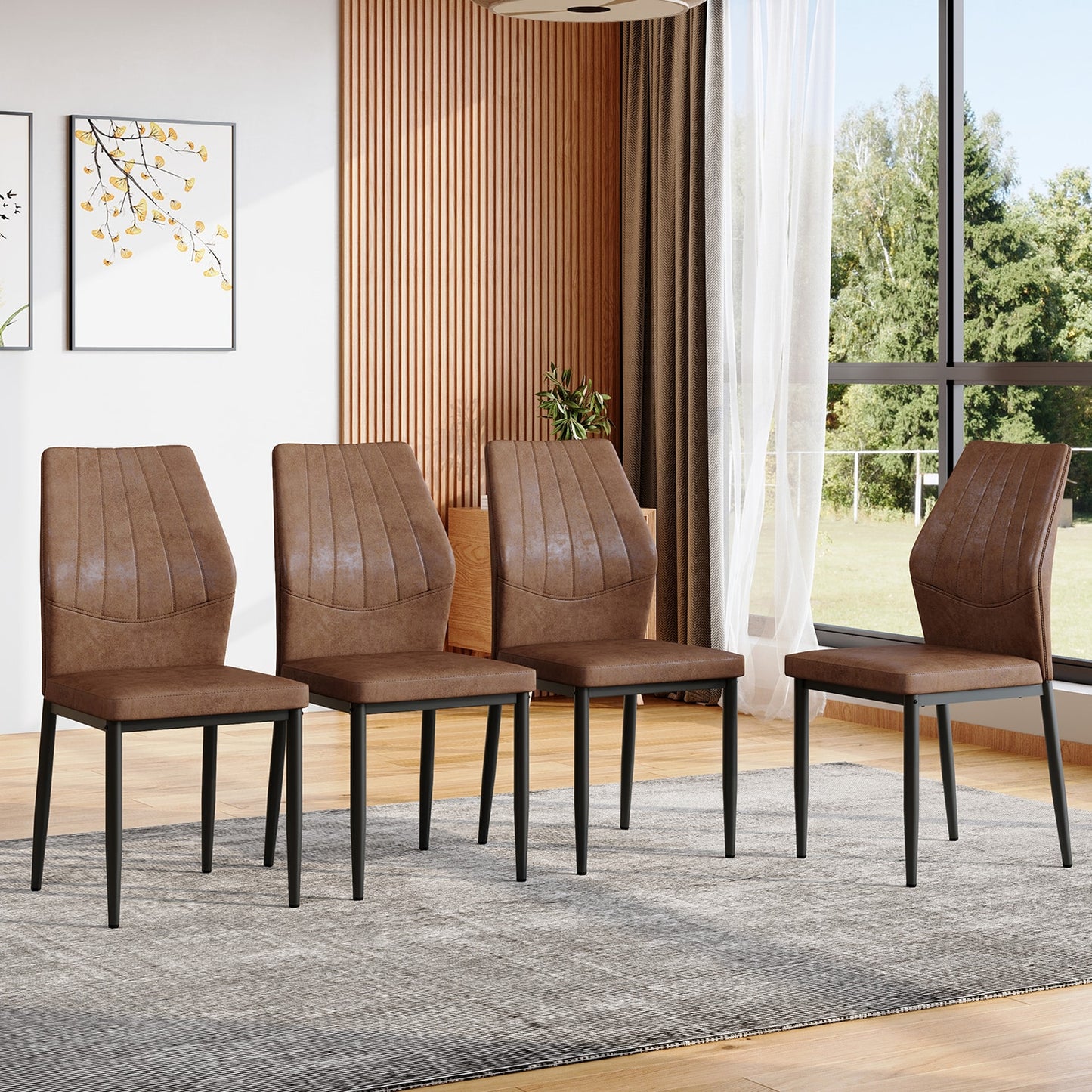 GZMR Set of 4 Dining Chairs Contemporary/Modern Polyester Upholstered Dining side chair ( Metal Frame )