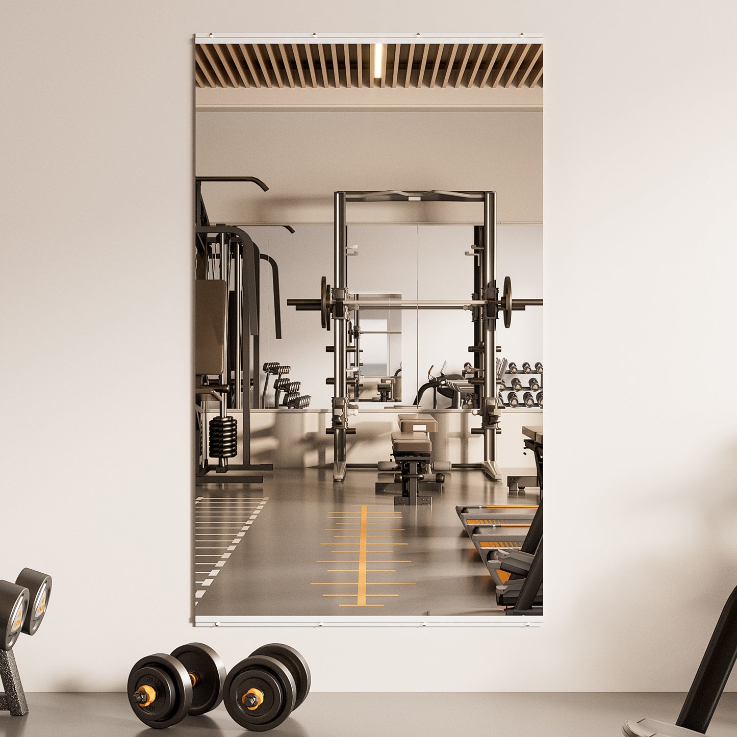 TETOTE 60in.x 36in. Gym Wall Mirror Frameless Wall Mirror for GymYoga or Bedroom and Living Room