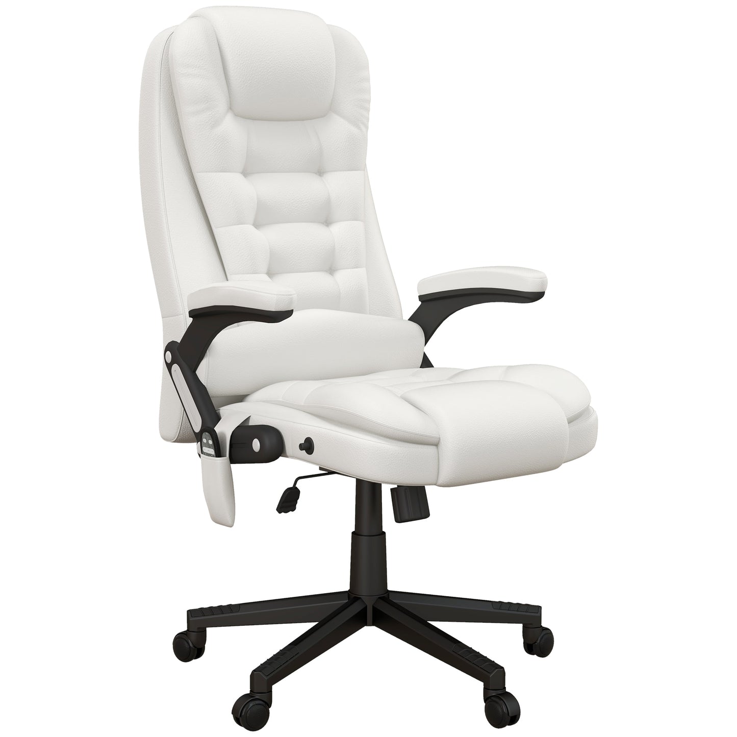 Dexmalle White Massage Office Chair with 6 Vibration Points and High Back