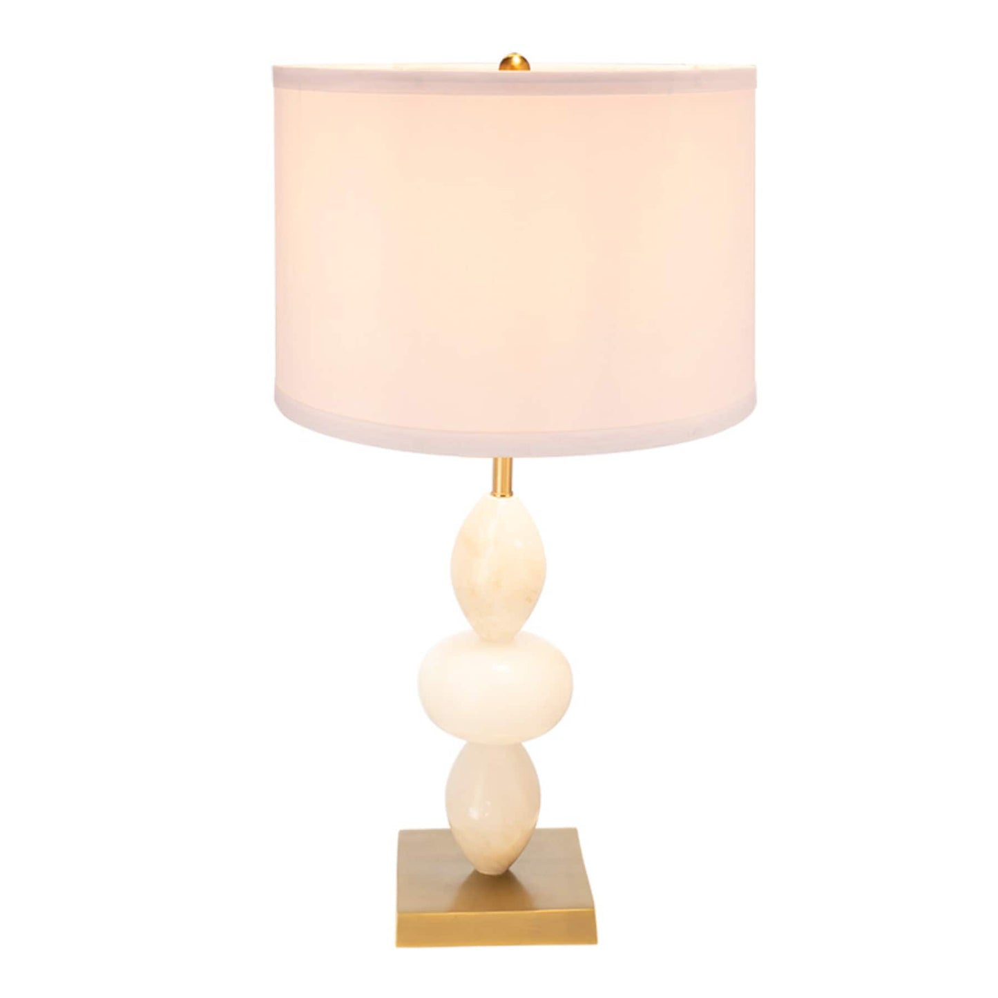 Dexmalle D14x26.3INCH White and Gold Three Tiered Round Table Lamp with Drum Shade(Lamp Shade Assembly Required)