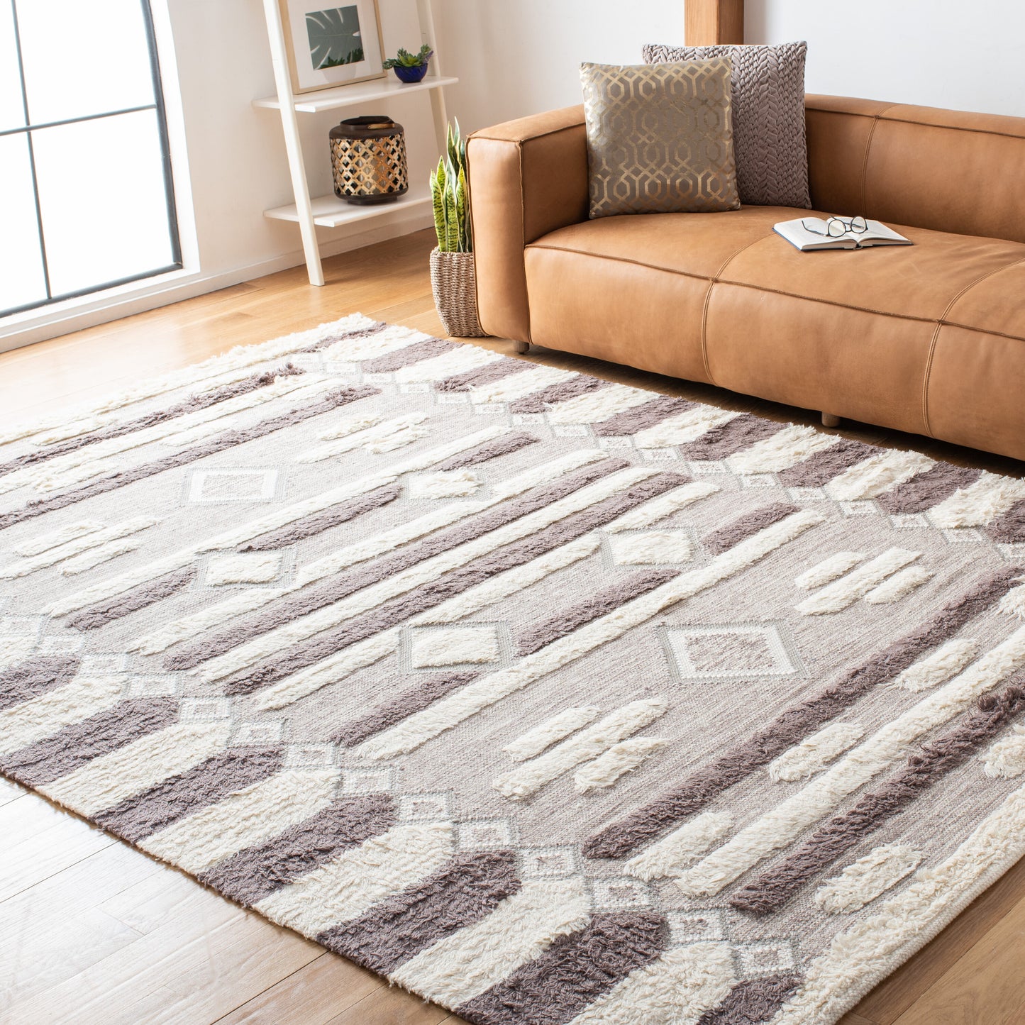 Safavieh Kenya 458 Ivory/Brown Bohemian 9Ft x 12Ft Large Rectangle Rug