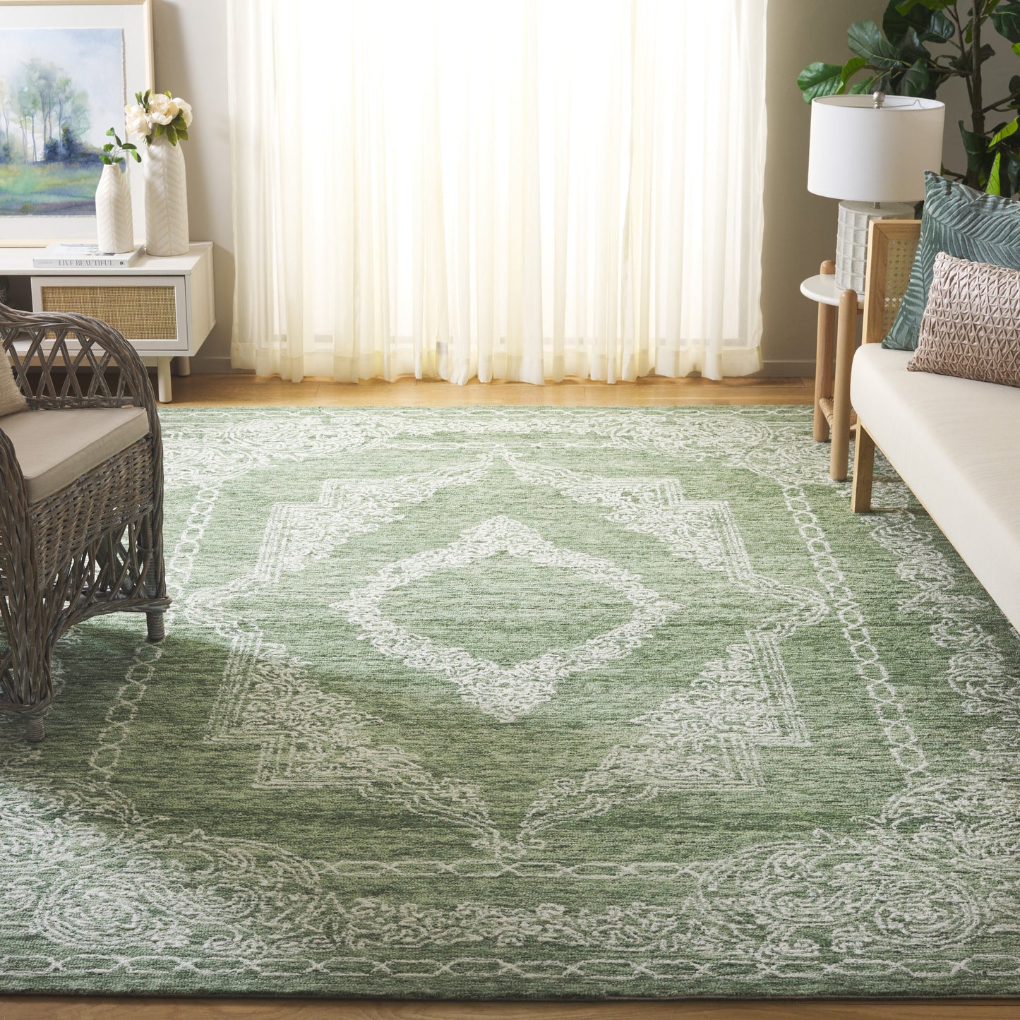 Safavieh Metro 575 Green/Ivory Traditional 6Ft x 9Ft Medium Rectangle Rug