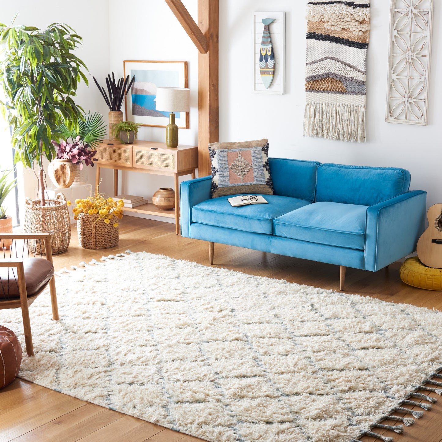 Safavieh Kenya 604 With Tassel Blue/Ivory Moroccan 6Ft x 9Ft Medium Rectangle Rug