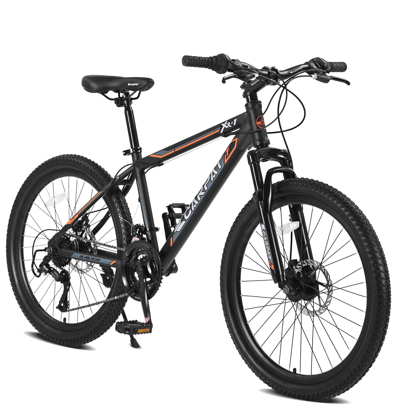 LOVMOR 24 Inch Mountain Bike Boys Girls Steel Frame Shimano 21 Speed Mountain Bicycle with Daul Disc Brakes and Front Suspension MTB
