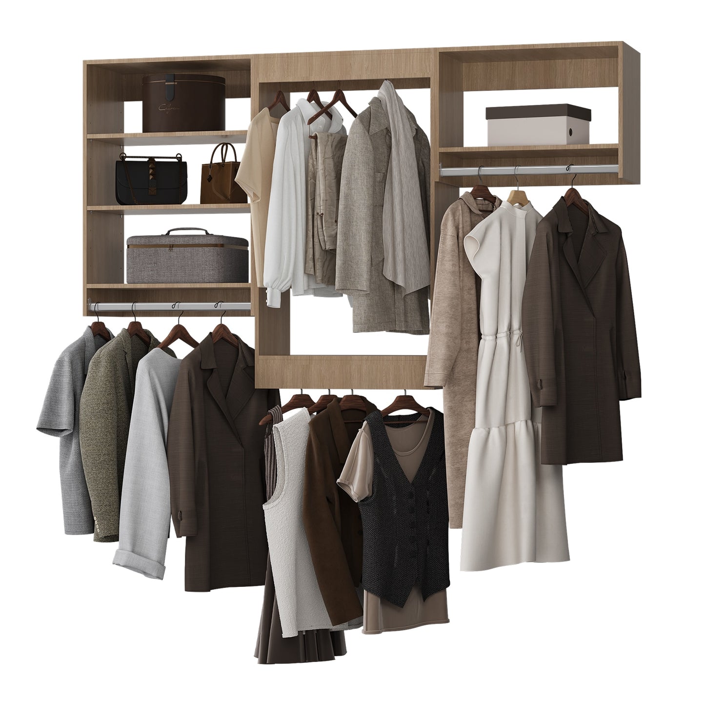 LOVMOR 84 in Wood Modular Closet System Unit-Customizable Wall Mounted Walk-In Closets for Bedroom or Walk-in Closet