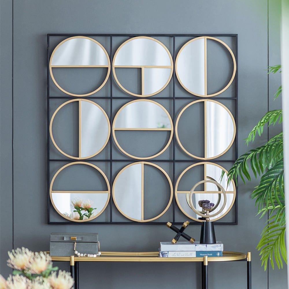 Blisstyle Promir 35.6-in W x 35.6-in H Square Golden Black Framed Wall Mirror