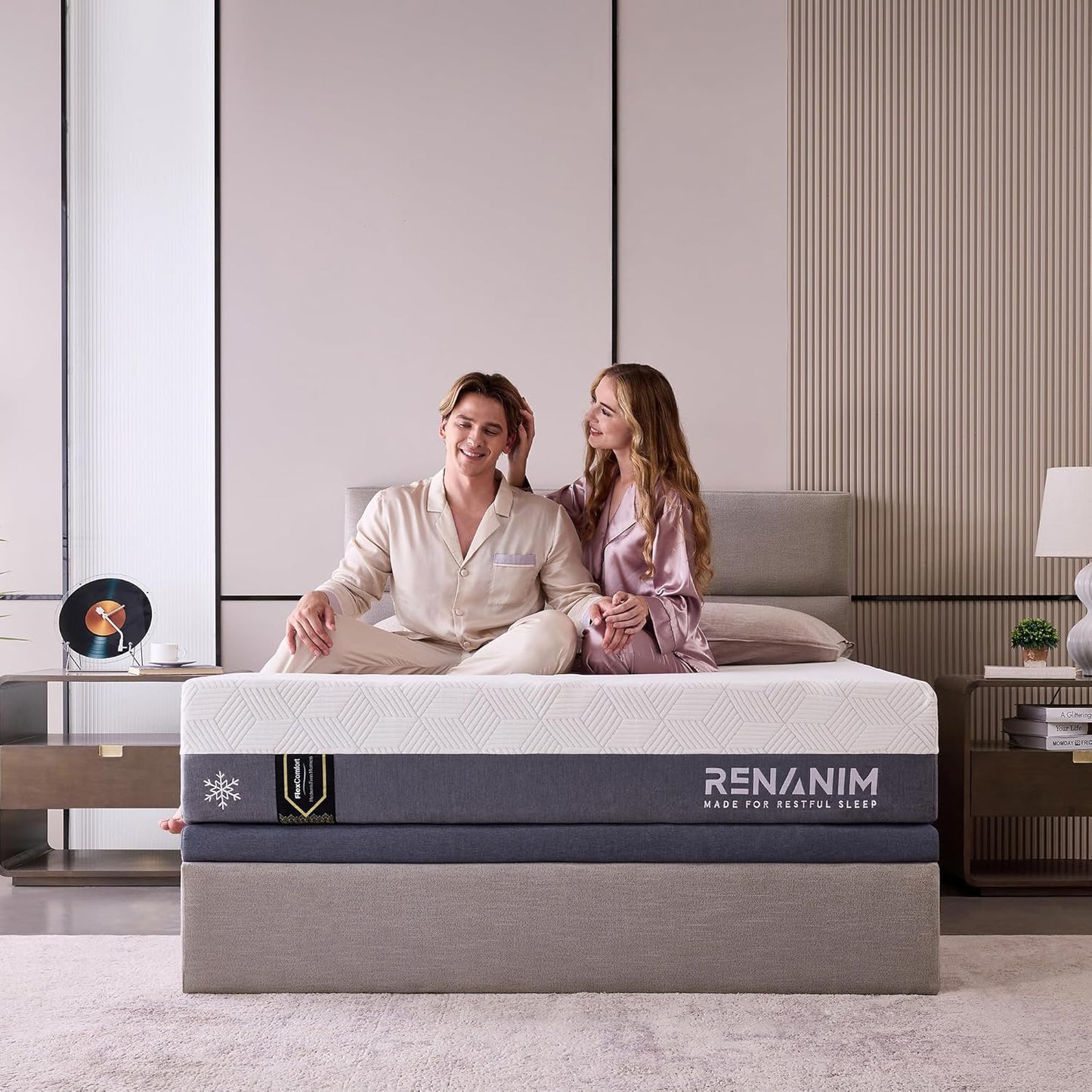 Renanim Queen 14-inch Cooling Gel Memory Foam Medium Soft Mattress in a Box - Breathable Bed Mattress for Cooler Supportive Sleep